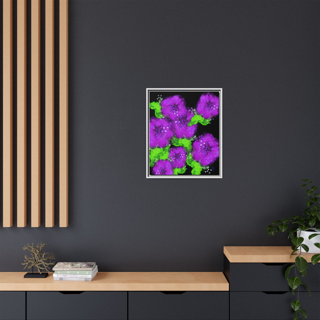 Framed Floral Canvas Print — Matte Multi-Color Blooms Wall Art