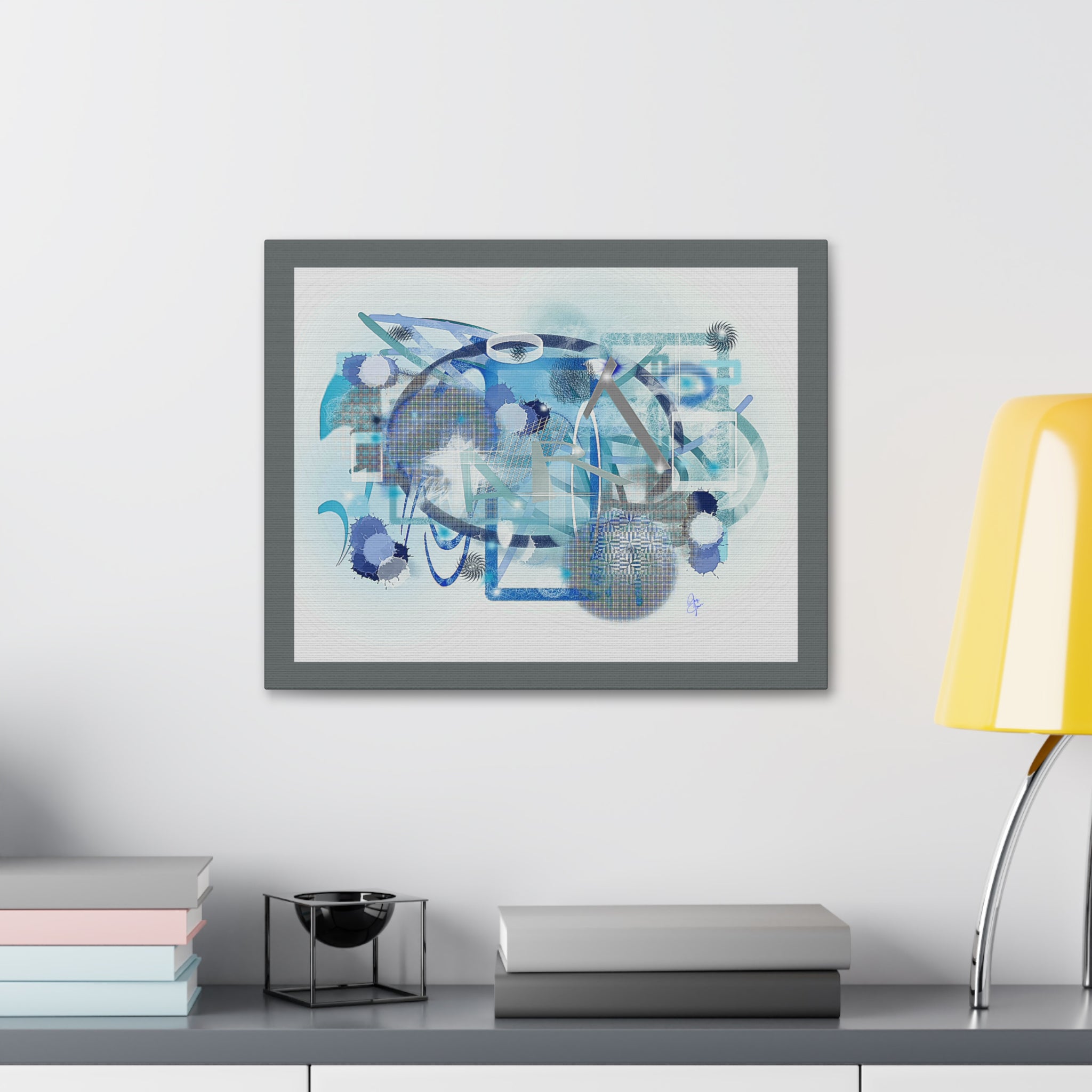 Abstract Blue Ocean Canvas Print – Modern Geometric Wall Art (Stretched 1.5")