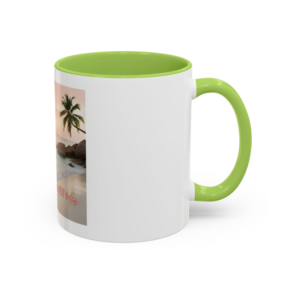Tropical Beach Coffee Mug — Sunset Palm Ocean Accent Mug (11/15 oz)