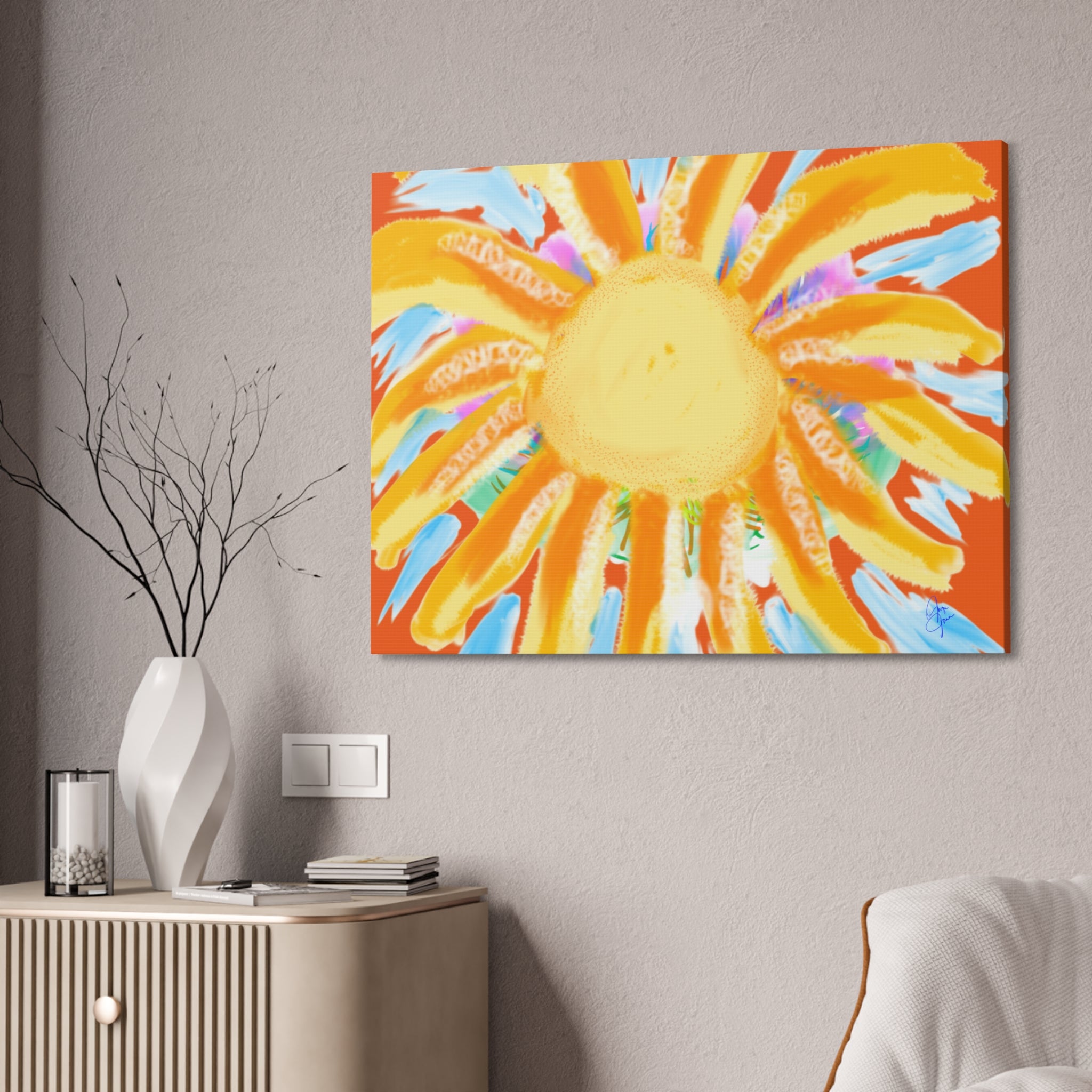 Sunburst Canvas Print — Bright Abstract Sunshine Wall Art (Stretched 1.5")