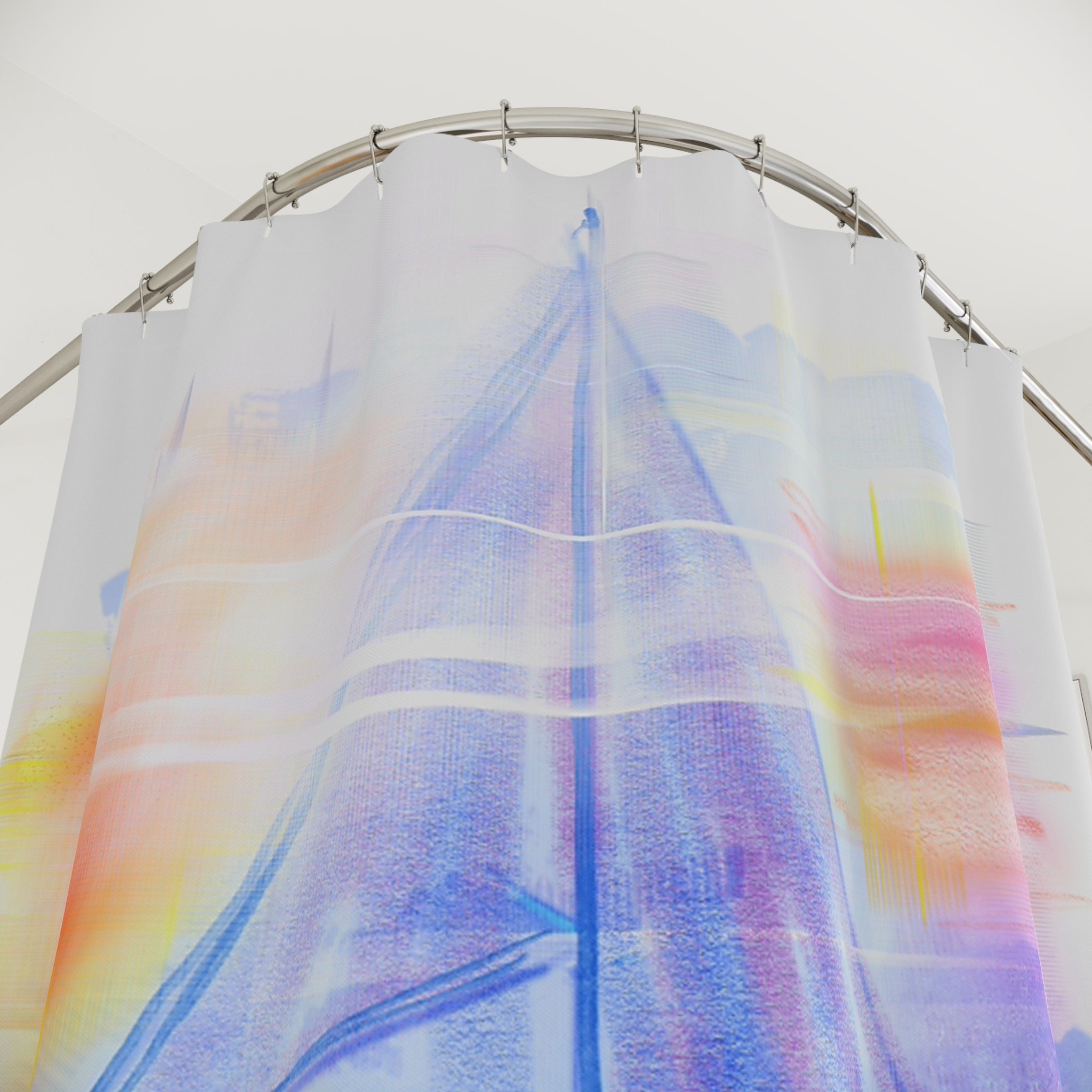 Shower Curtain - Watercolor Sailboat Nautical Beach Bathroom Decor