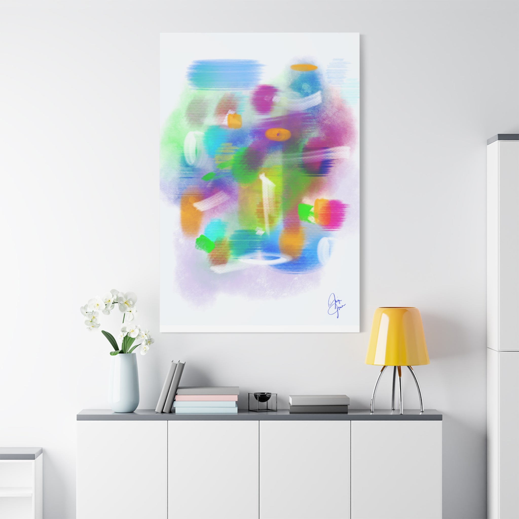 Abstract Colorful Brushstroke Canvas Print — Vibrant Modern Wall Art