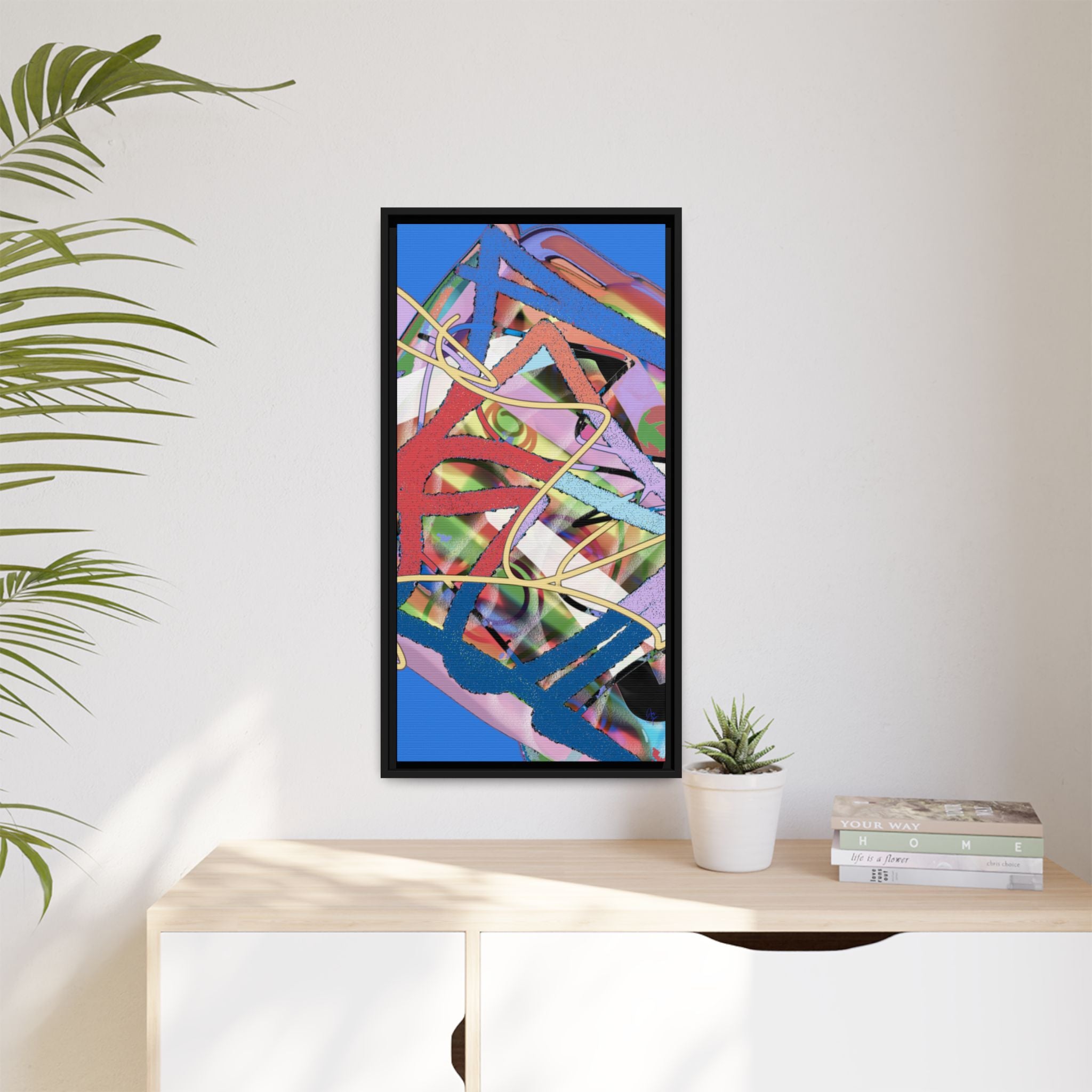 Abstract Multi‑Color Framed Canvas Art – Vibrant Modern Wall Decor