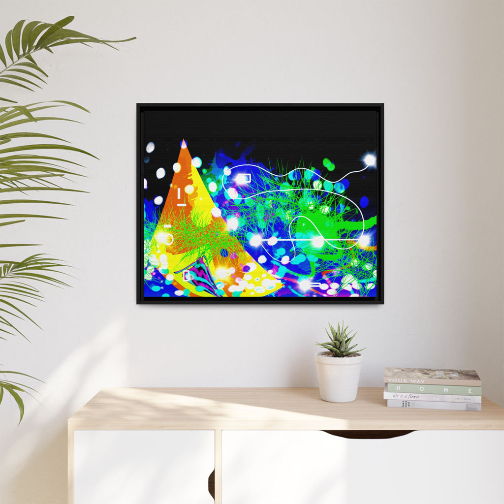 Abstract Neon Wave Matte Canvas Framed Art