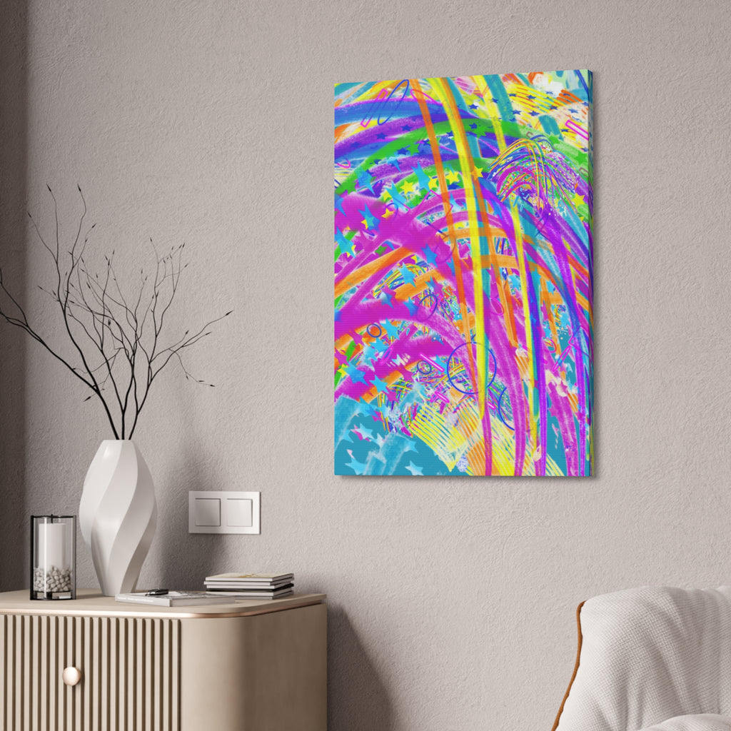 Vibrant Tropical Palm Abstract Canvas – Colorful 1.5" Stretched Wall Art