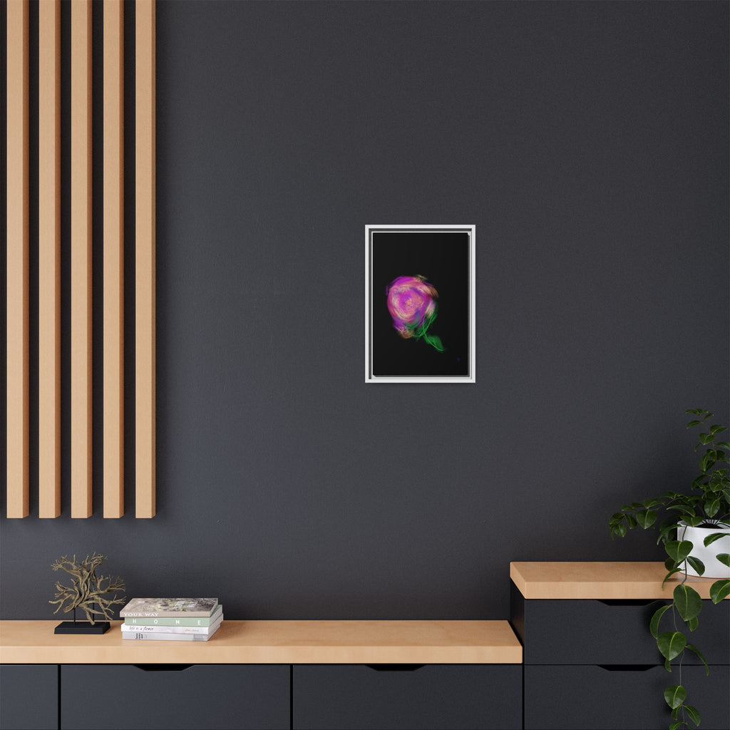 Abstract Rose Swirl Matte Framed Canvas — Multicolor Floral Wall Art
