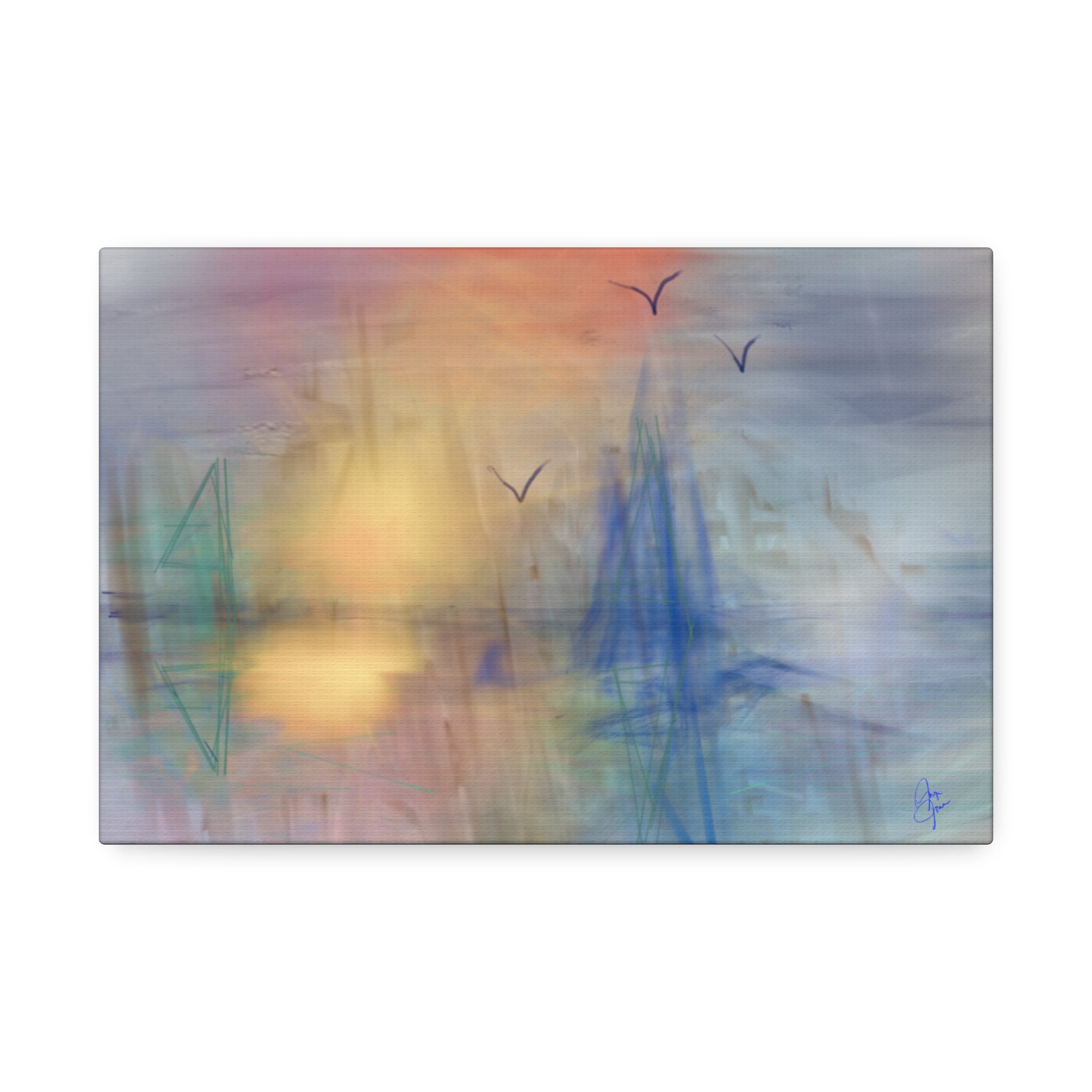 Sunset Harbor Abstract Canvas Wall Art – Stretched 1.5"