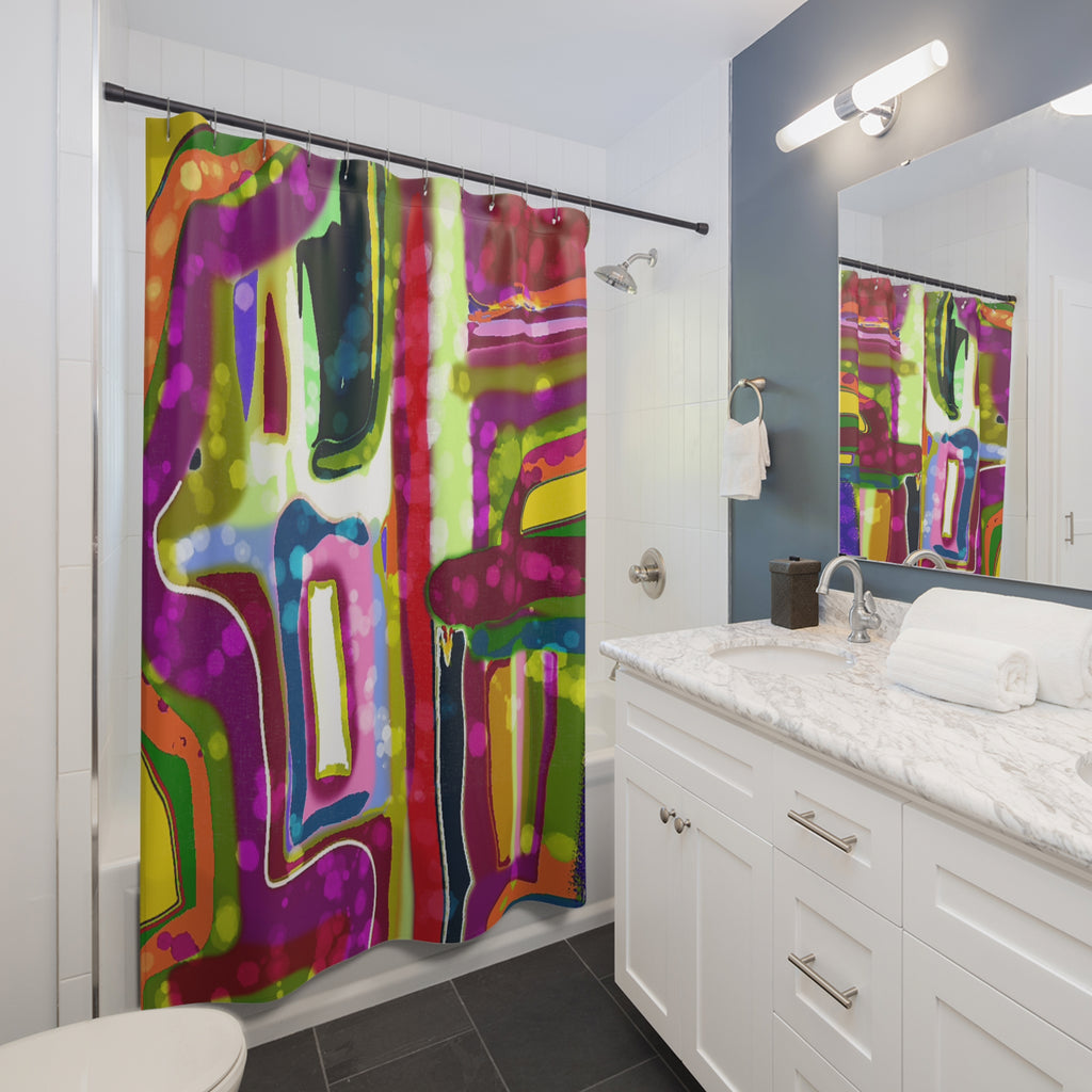 Abstract Neon Graffiti Shower Curtain