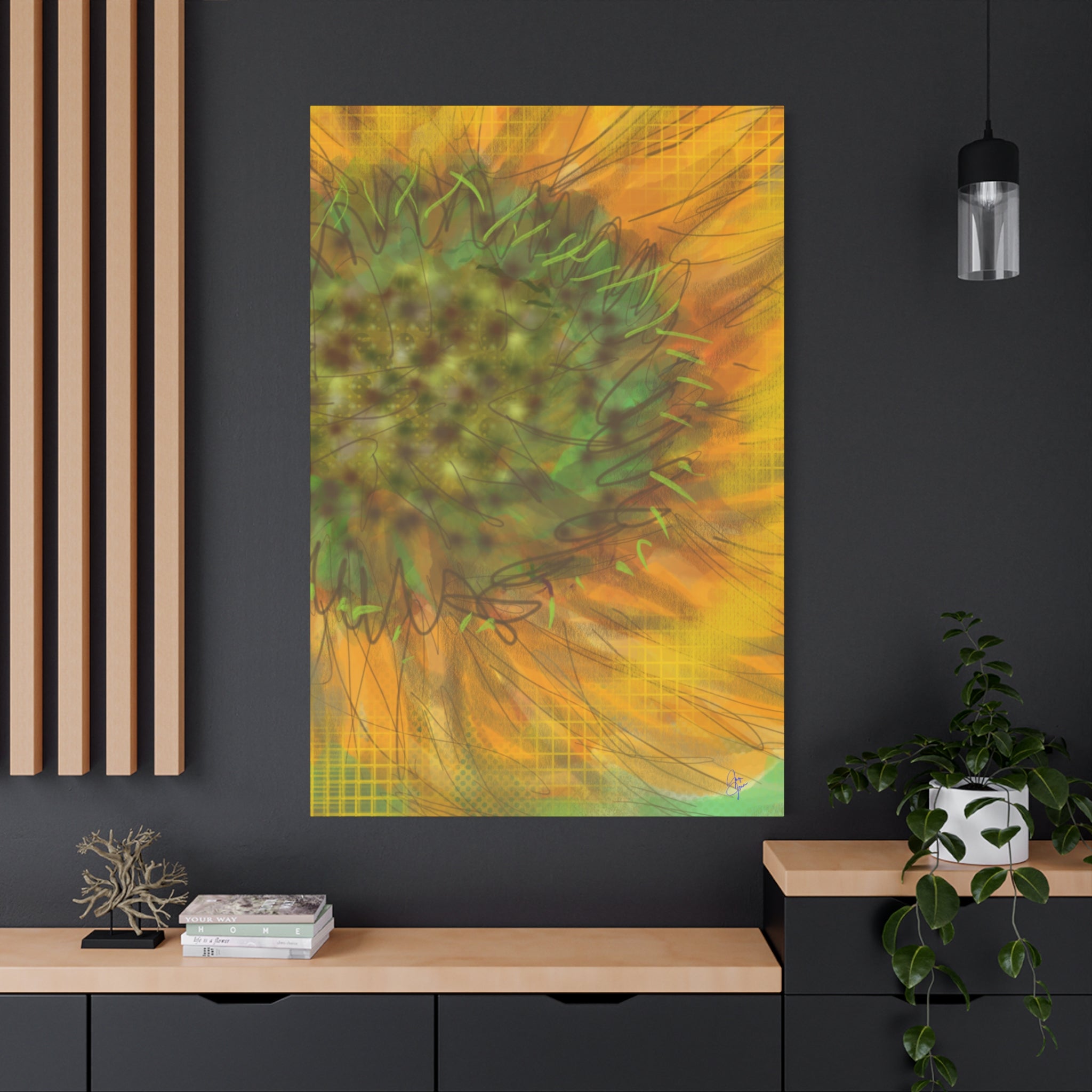 Sunflower Burst Matte Canvas Wall Art — Orange Stretched Canvas Print
