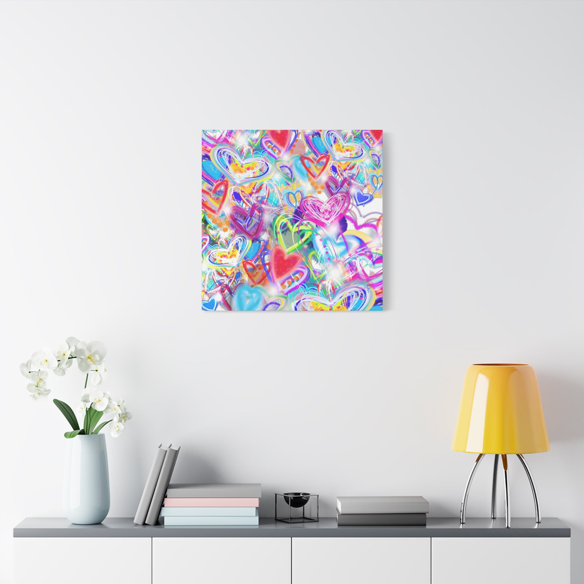 Colorful Heart Graffiti Matte Canvas