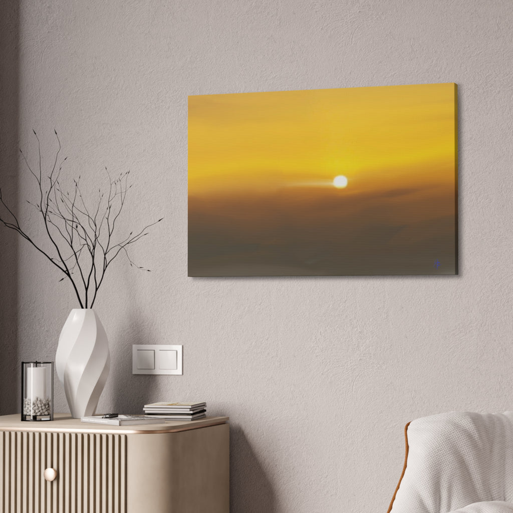 Golden Sunrise Canvas Wall Art — Tranquil Sunrise Stretched Canvas