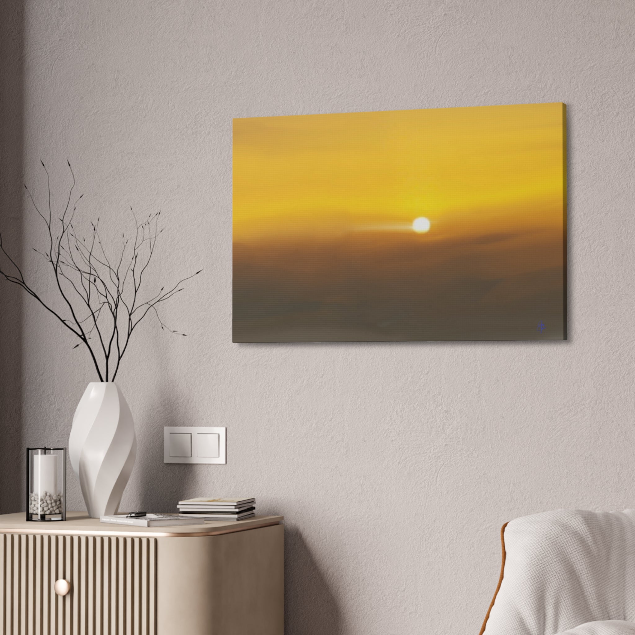 Golden Sunrise Canvas Wall Art — Tranquil Sunrise Stretched Canvas