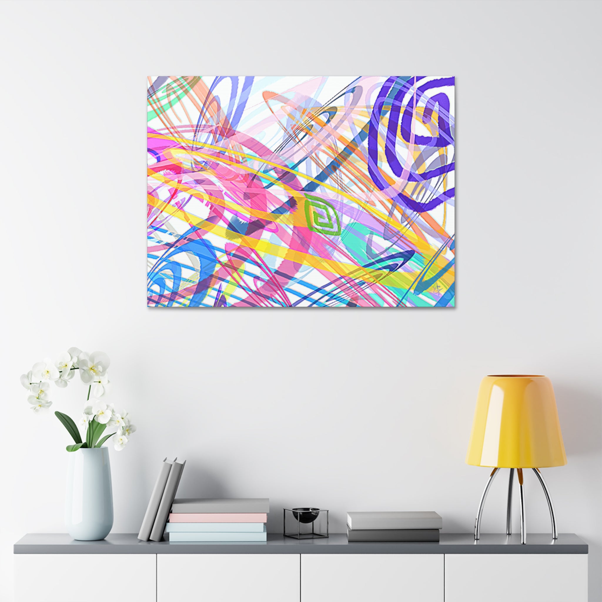 Abstract Rainbow Scribble Canvas – Colorful Modern Wall Art (1.5" Stretched)