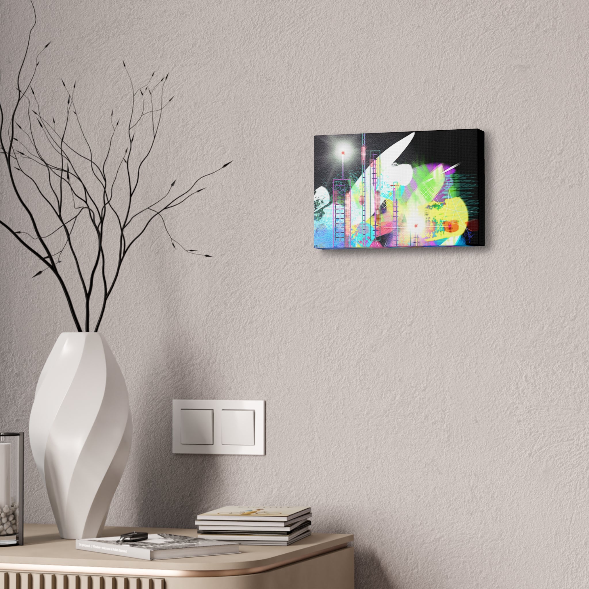 Abstract Neon Cityscape Canvas Print — Stretched 1.5"