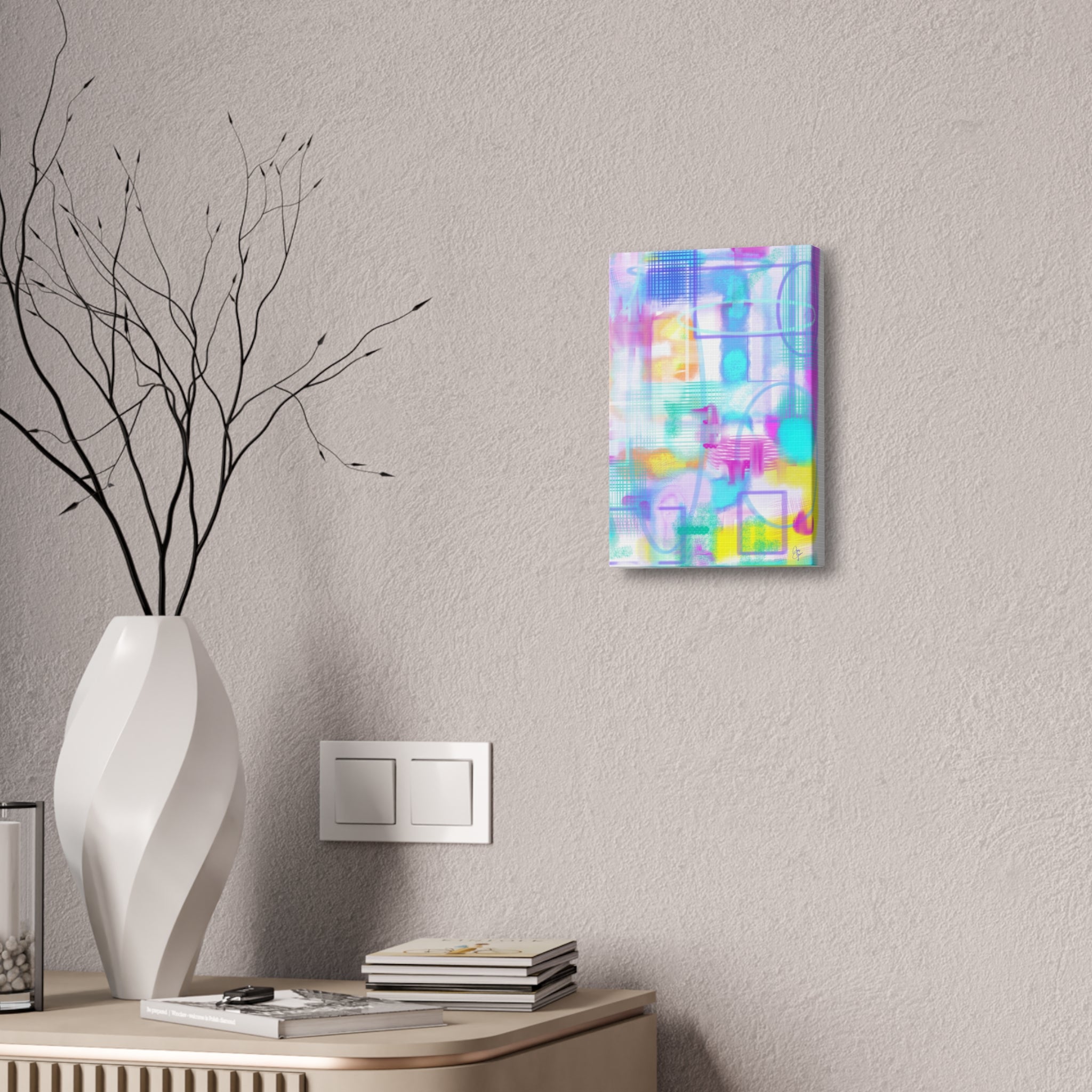 Abstract Pastel Canvas Print — Soft Watercolor Geometric Wall Art
