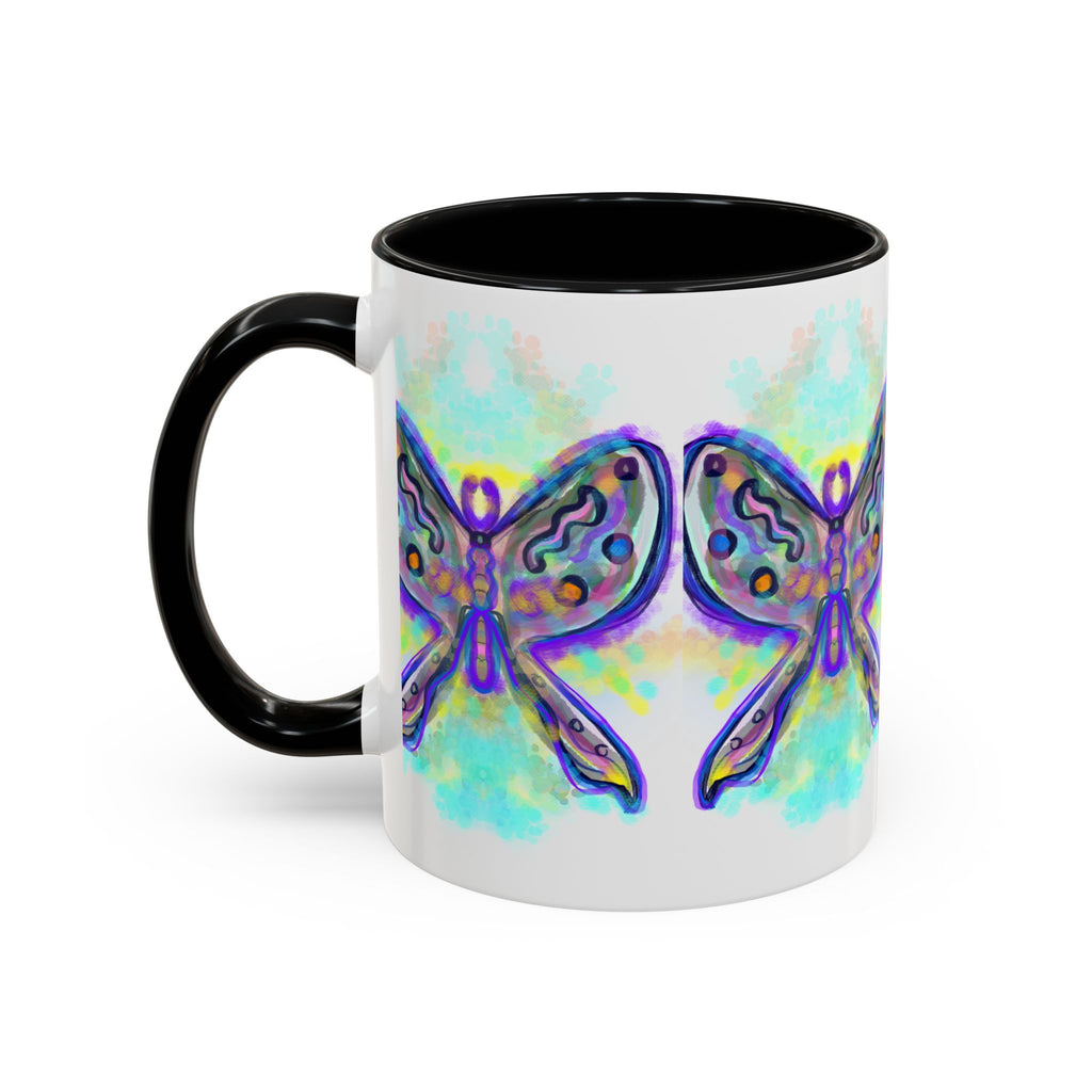 Butterfly Accent Coffee Mug — Colorful Watercolor Butterfly Design (11/15oz)