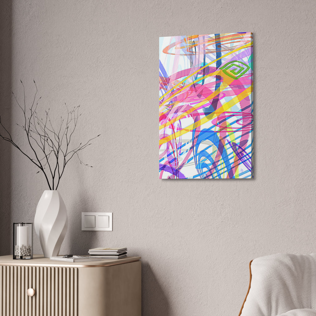 Abstract Rainbow Scribble Canvas – Colorful Modern Wall Art (1.5" Stretched)