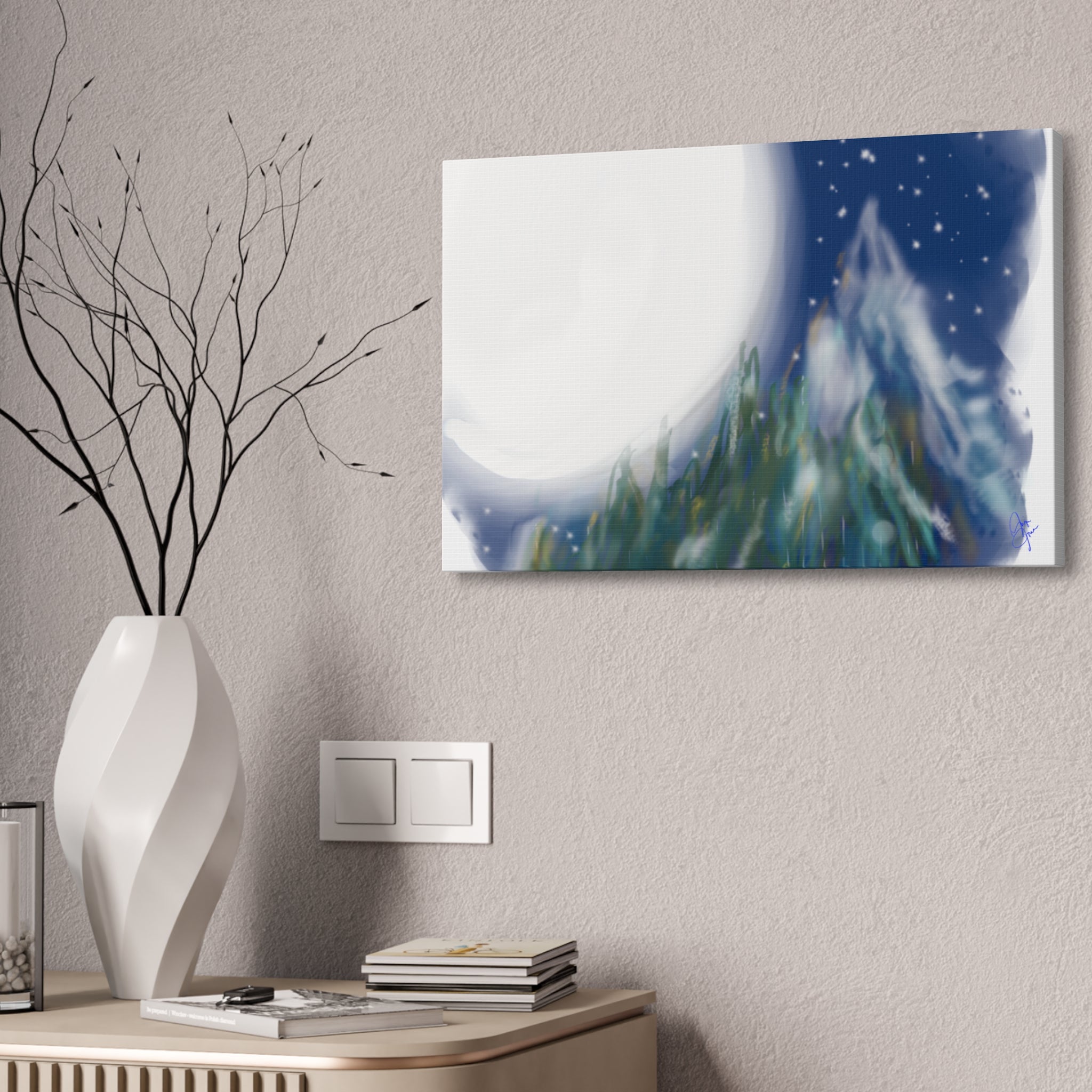 Moonlit Pine Forest Canvas Print — Stretched 1.5"