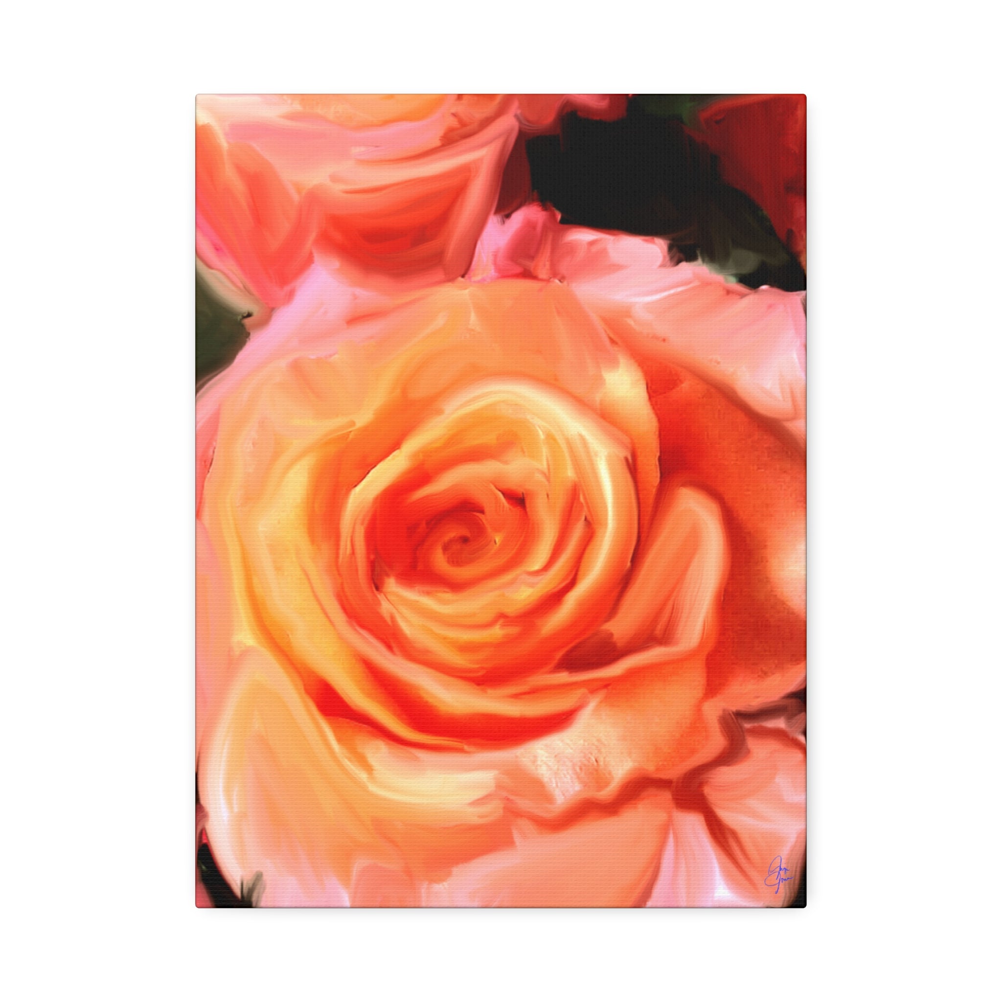 Orange Rose Canvas Print — Stretched 1.5" Wall Art