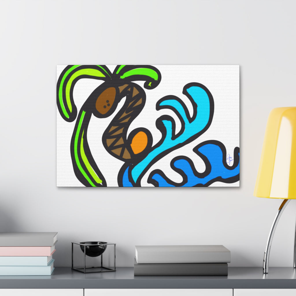 Stained Glass Beach Canvas — Whimsical Seaside Wall Art