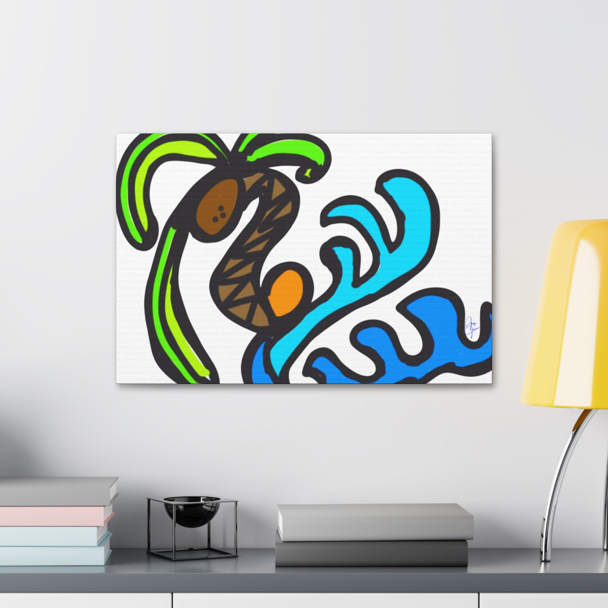 Stained Glass Beach Canvas — Whimsical Seaside Wall Art