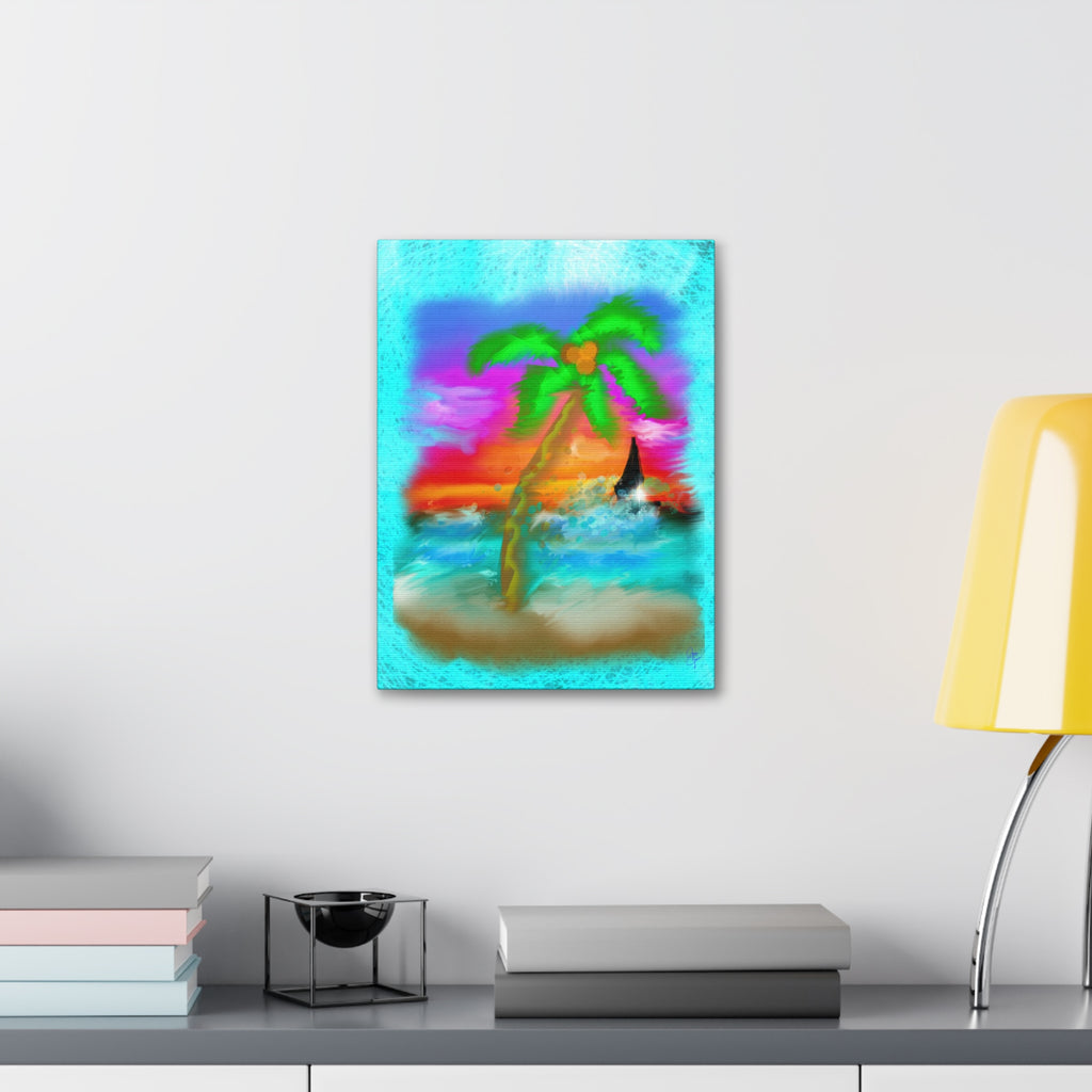 Tropical Sunset Palm Canvas - Stretched Wall Art (1.5" Depth)