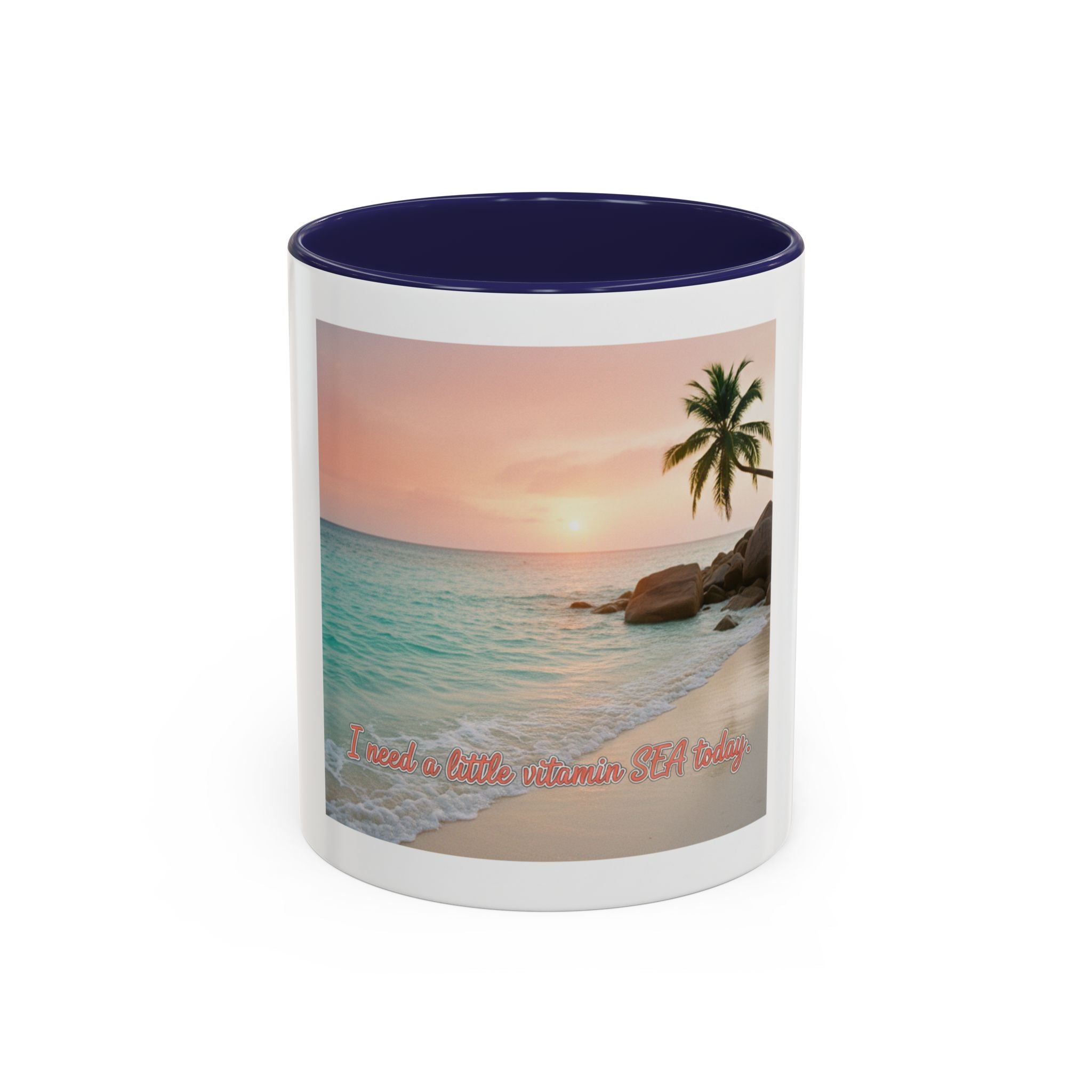 Tropical Beach Coffee Mug — Sunset Palm Ocean Accent Mug (11/15 oz)