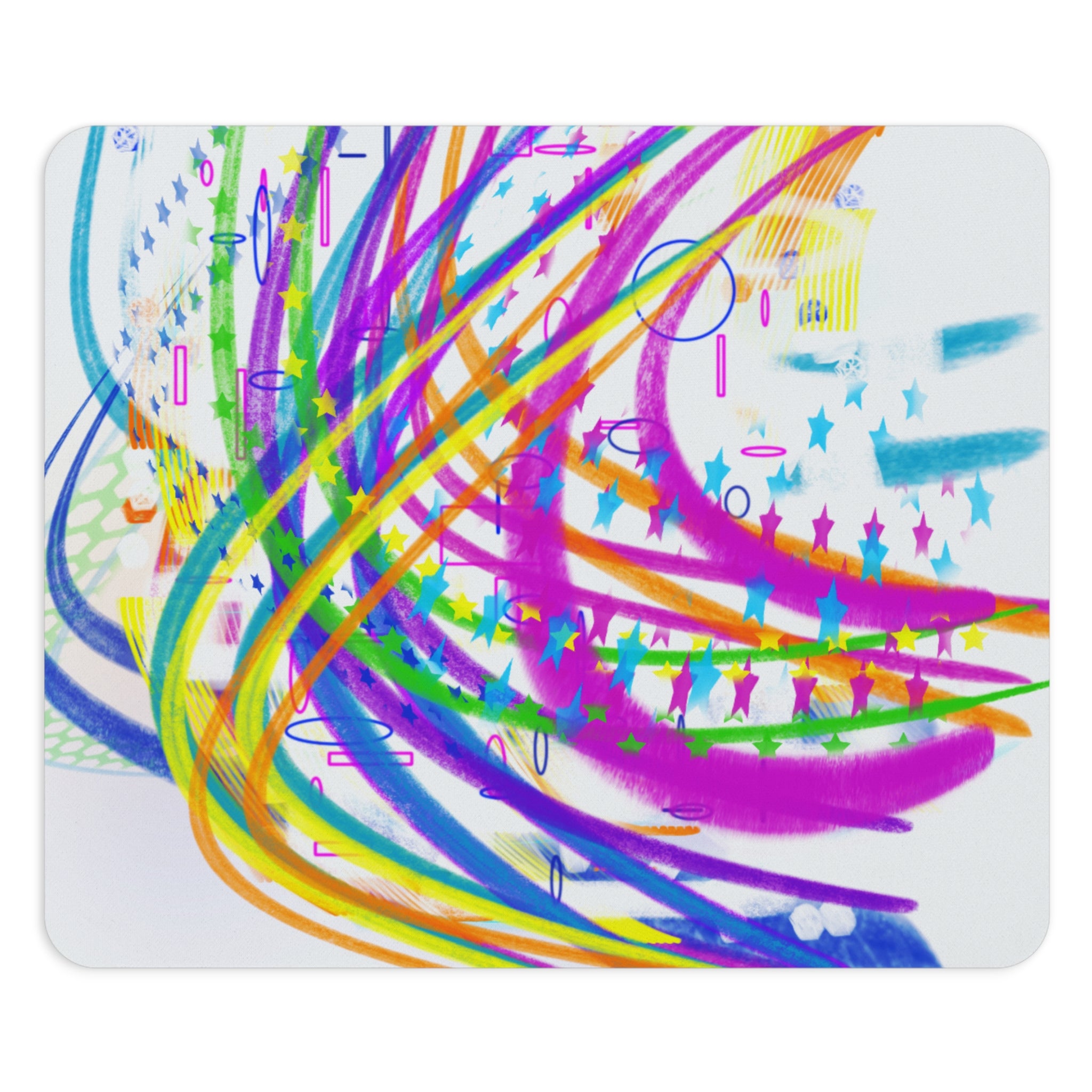 Abstract Rainbow Swirl Mouse Pad — Colorful Artistic Desk Mat for Office & Gaming