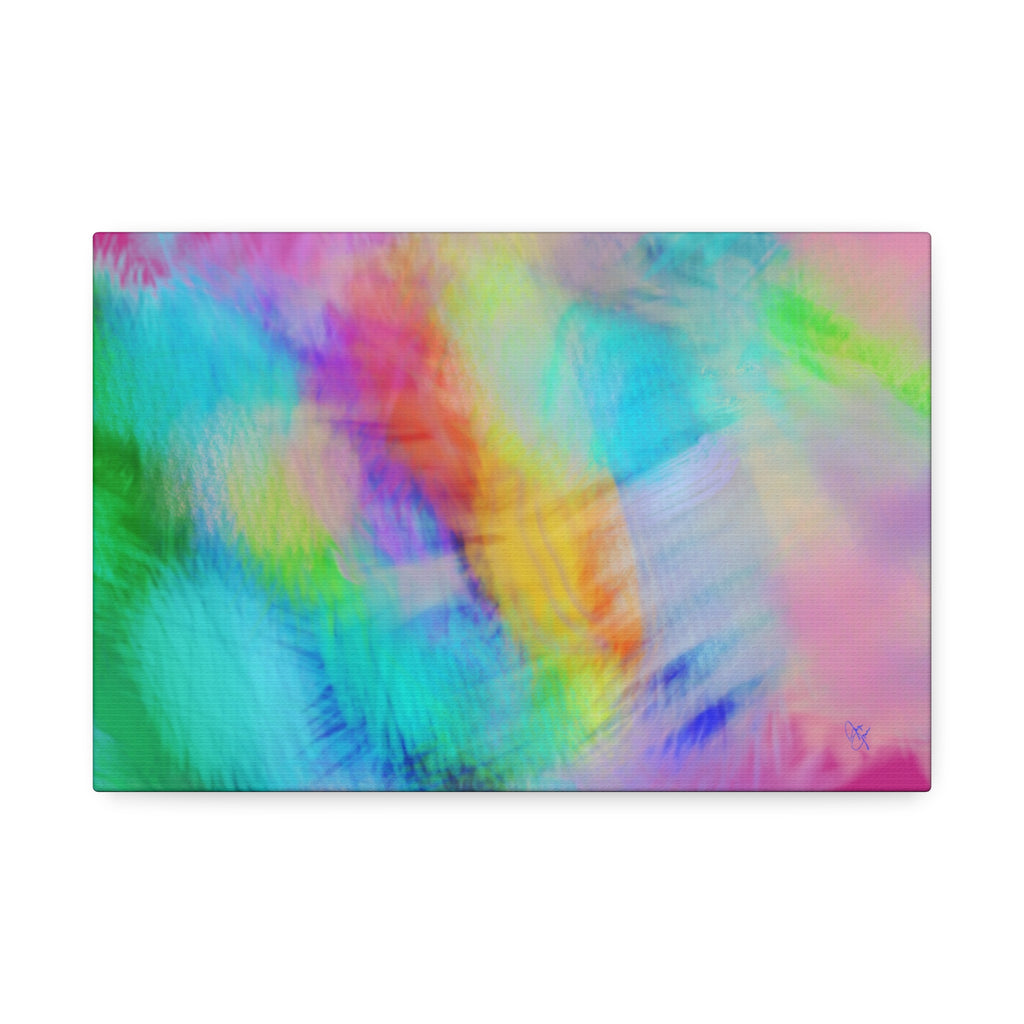 Abstract Pastel Watercolor Canvas Wall Art – Vibrant Rainbow Clouds Stretched Canvas