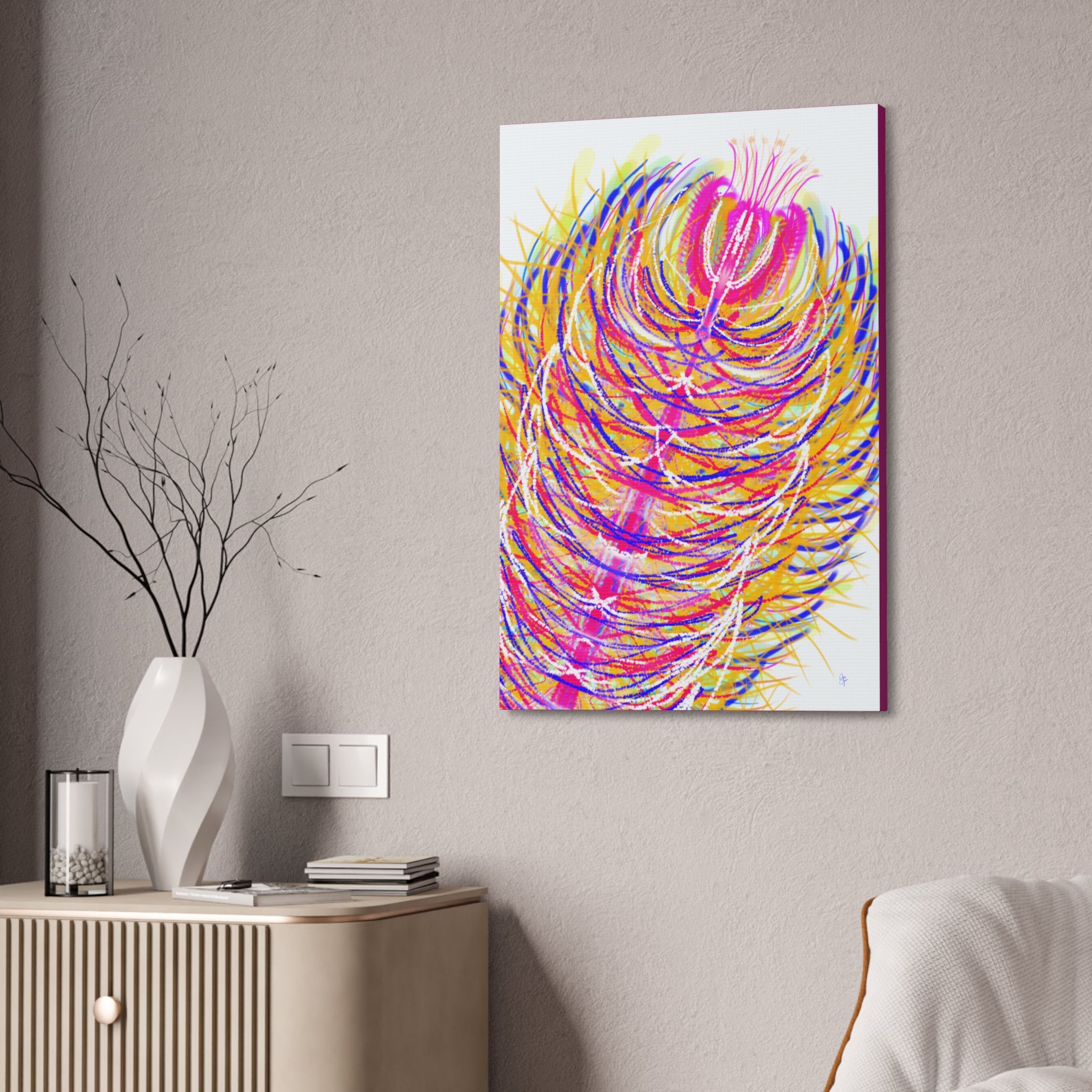 Colorful Feather Canvas Wall Art – Vibrant Abstract Plumage, Stretched 1.5"