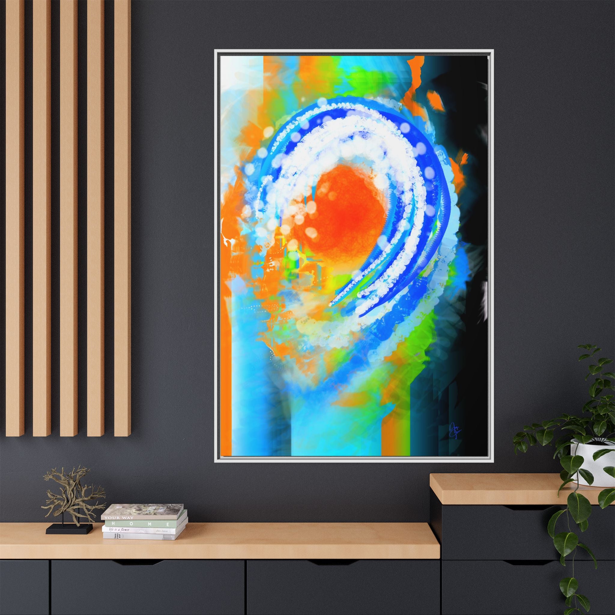 Abstract Ocean Wave Matte Canvas Print — Framed Multi‑Color Wall Art