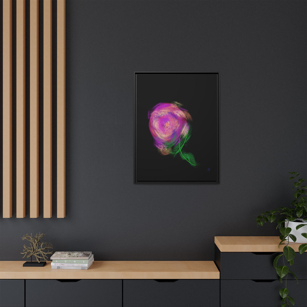 Abstract Rose Swirl Matte Framed Canvas — Multicolor Floral Wall Art