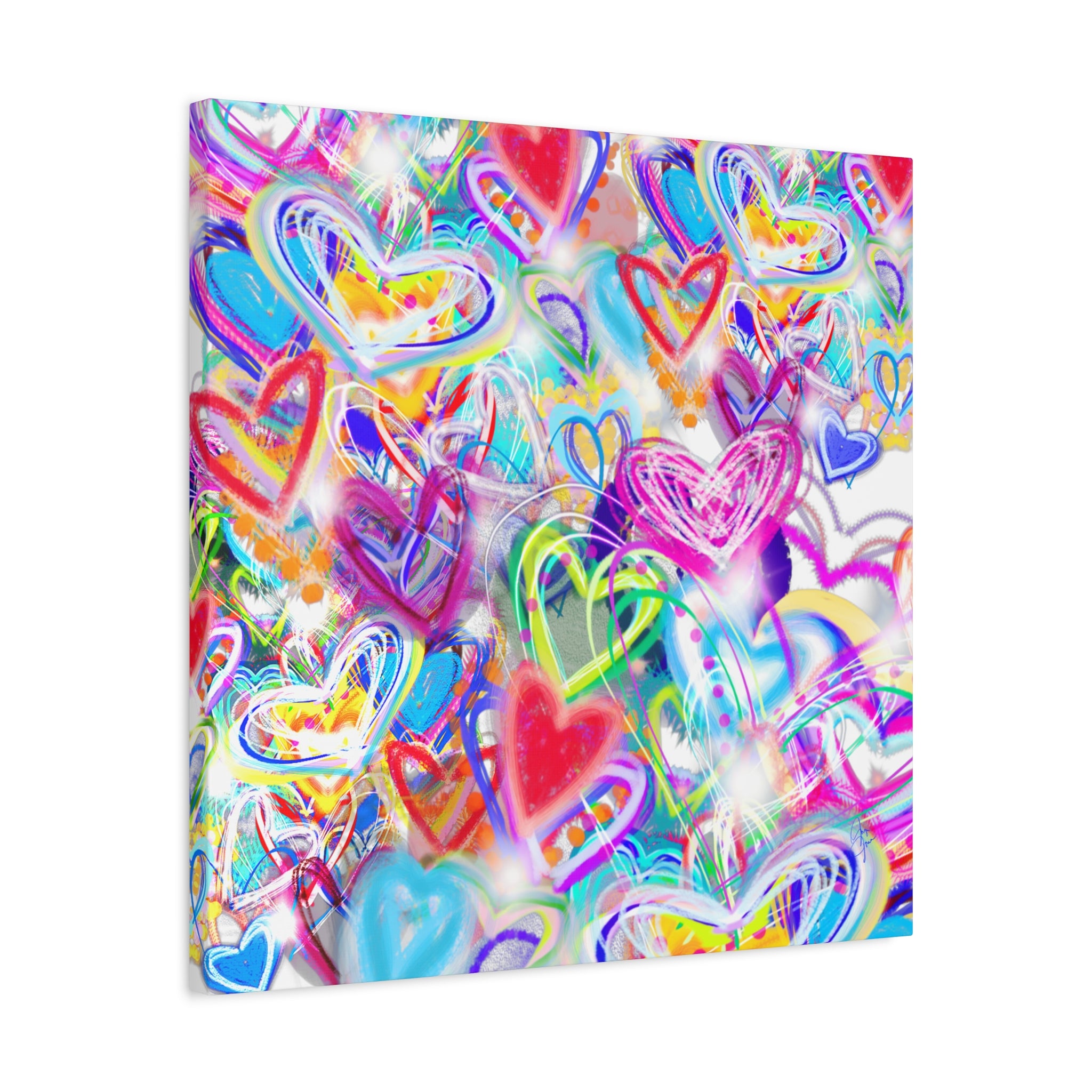 Colorful Heart Graffiti Matte Canvas