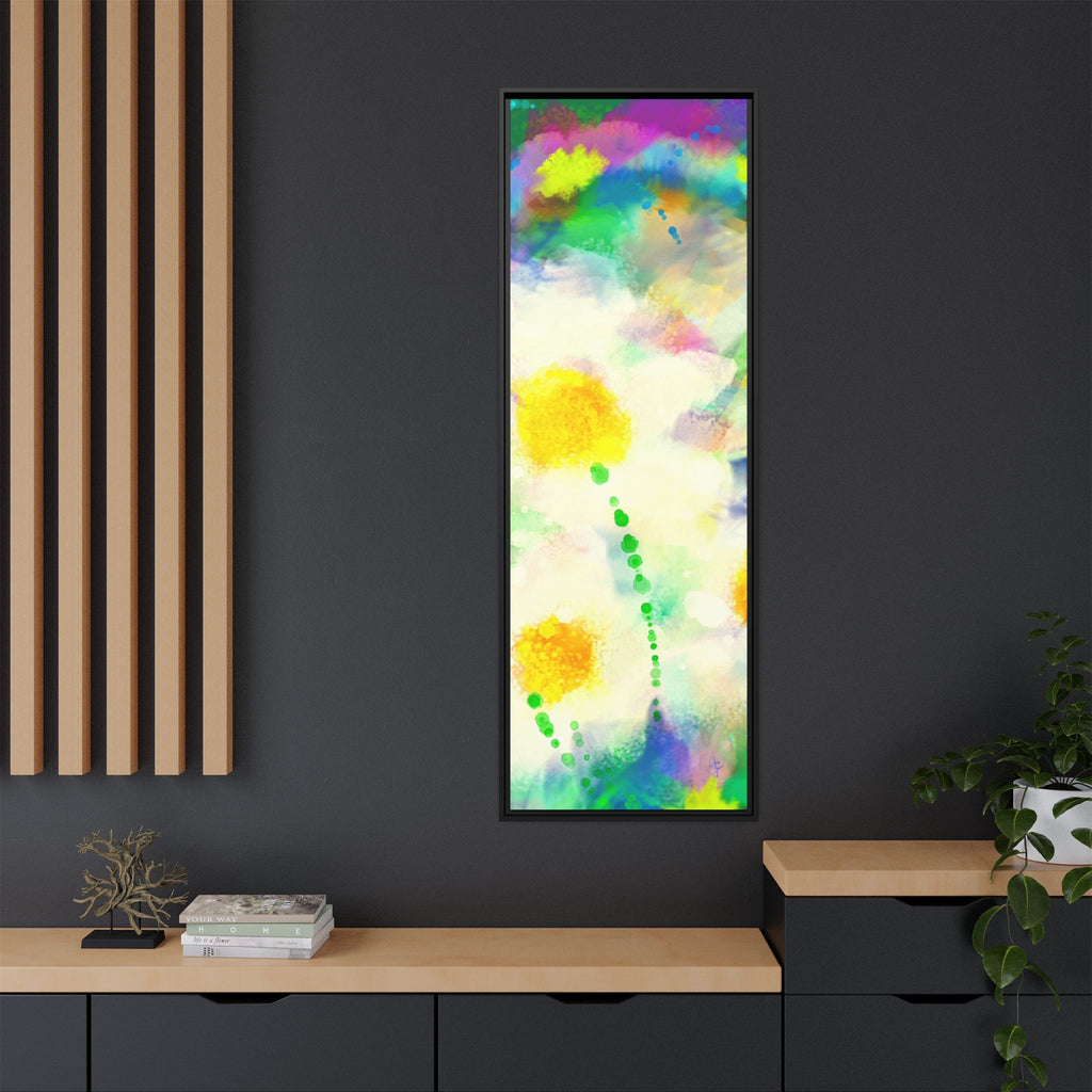 Framed Matte Canvas - Watercolor Yellow Floral Abstract Wall Art