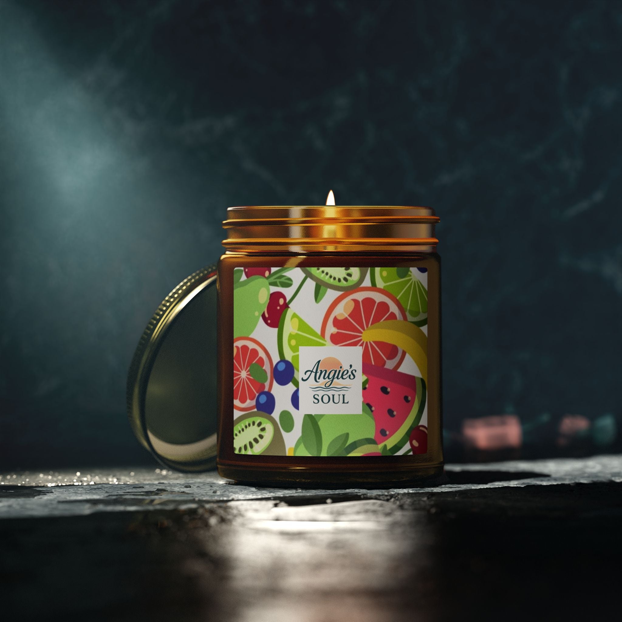 Coconut Apricot Scented Candle — Tropical Fruit Soy Jar (4oz/9oz)