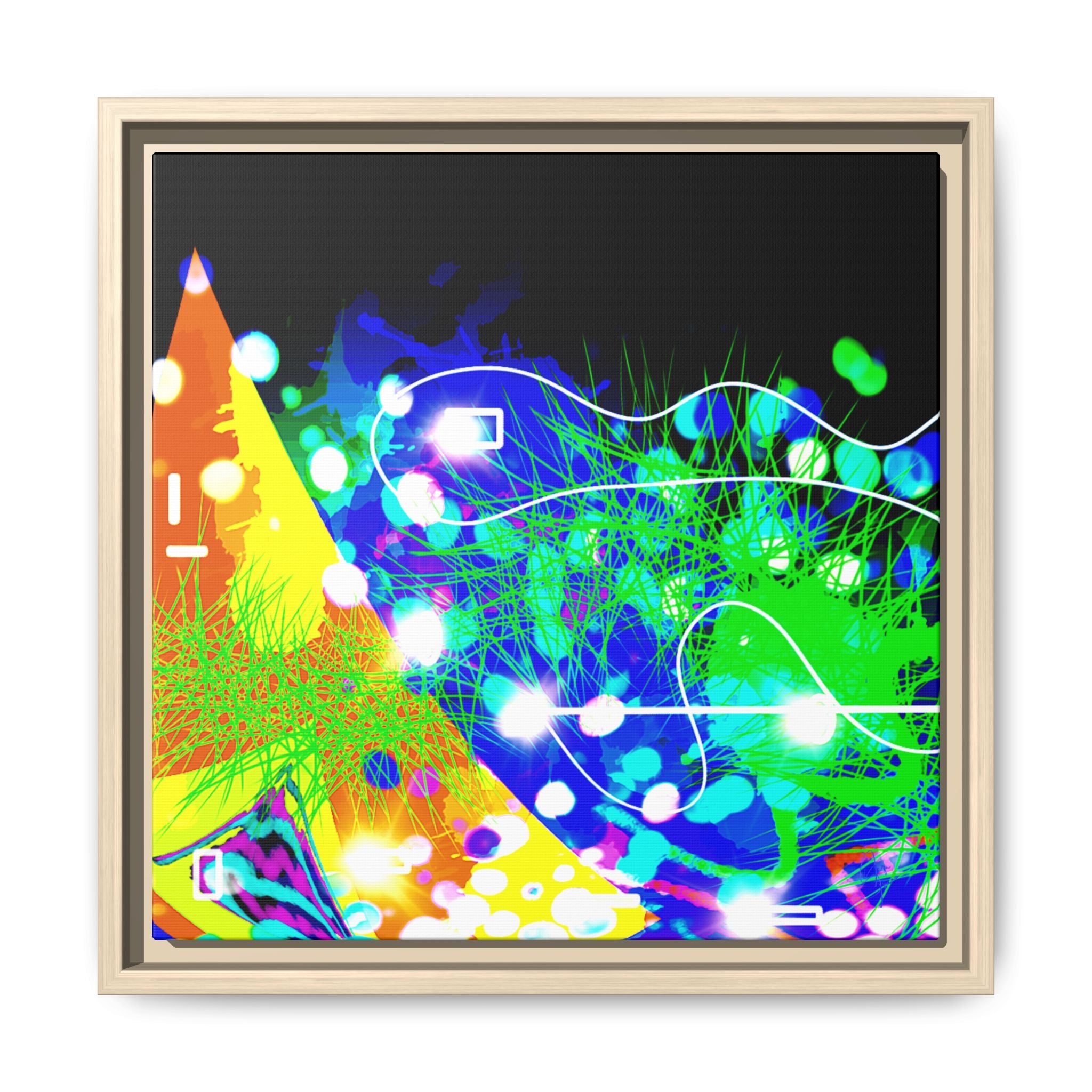 Abstract Neon Wave Matte Canvas Framed Art