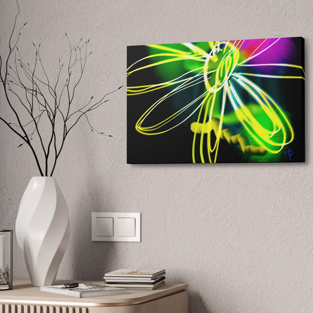Neon Bloom Canvas Print — Abstract Floral Wall Art (Stretched 1.5")