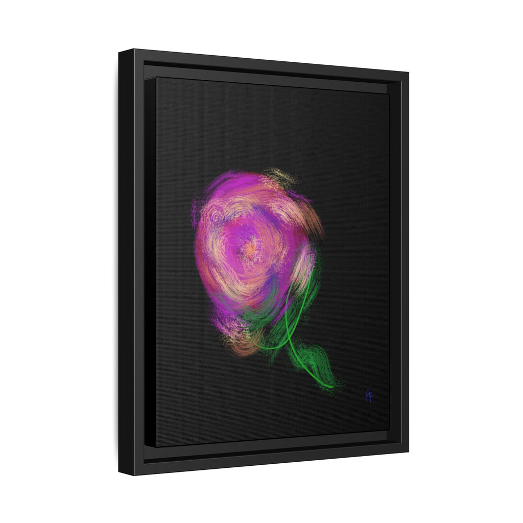 Abstract Rose Swirl Matte Framed Canvas — Multicolor Floral Wall Art