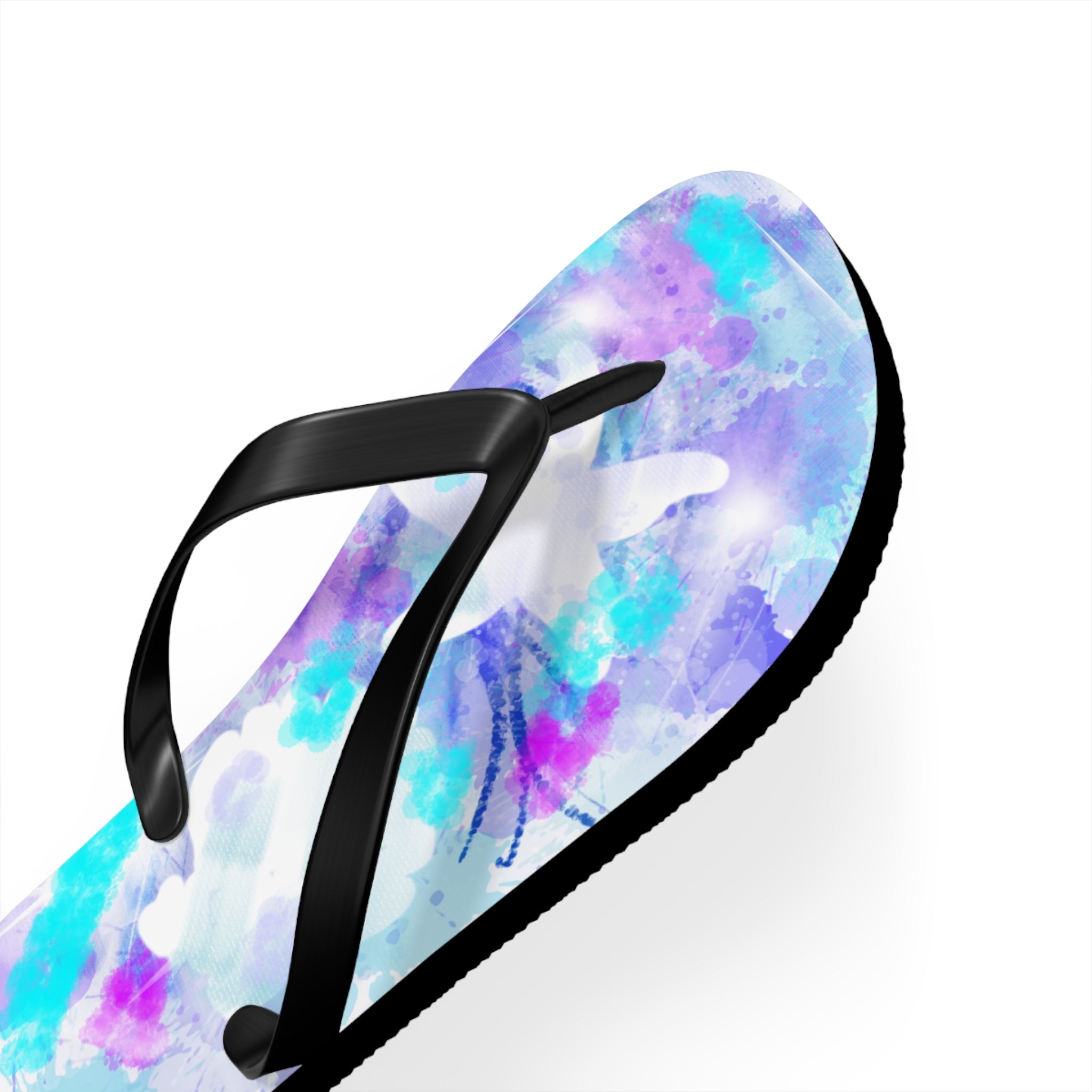 Watercolor Tie-Dye Flip Flops — Turquoise & Purple Beach Sandals