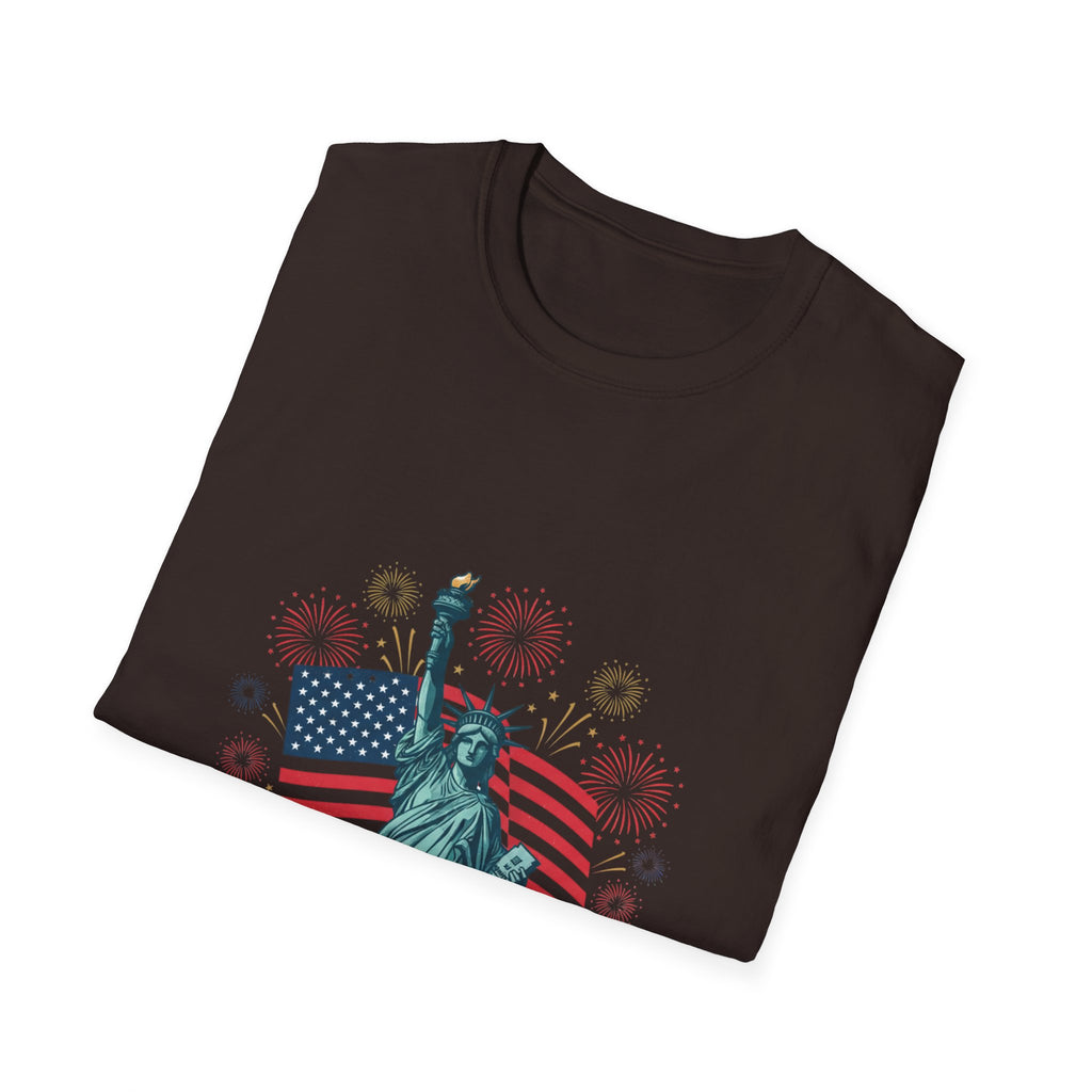 T-Shirt — "Happy 250th Birthday America" Statue of Liberty & Flag Patriotic Tee
