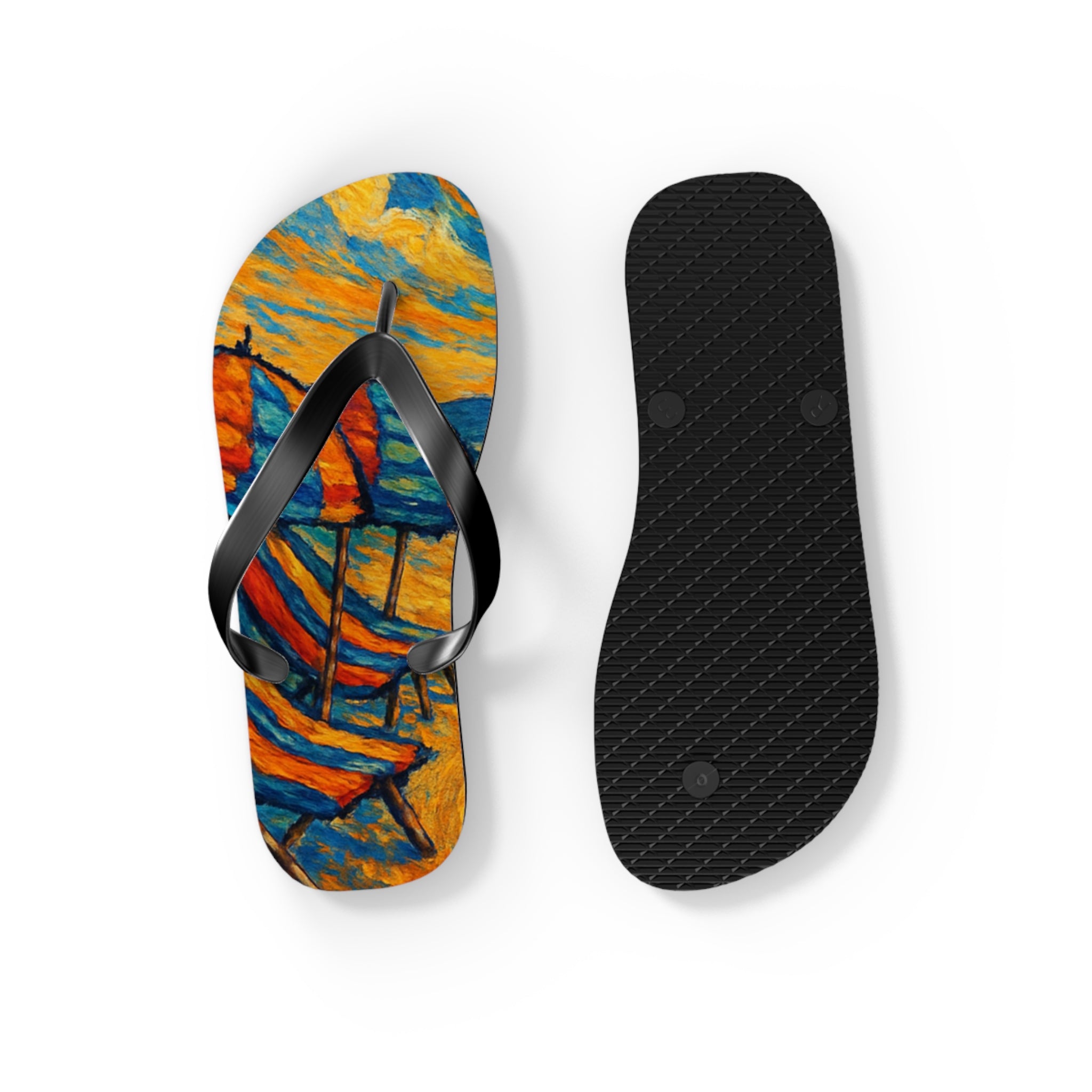 Beach Scene Flip Flops – Colorful Impressionist Seaside Print