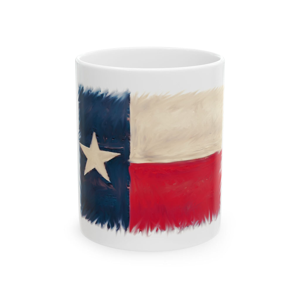 Texas Flag Ceramic Mug — Rustic Lone Star Coffee Cup (11oz/15oz)