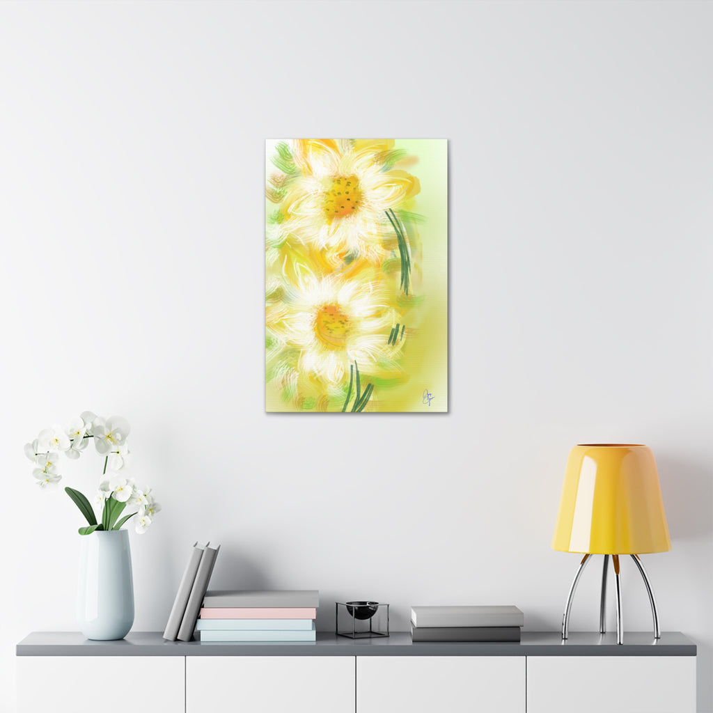 Yellow Daisy Floral Canvas Print – Stretched 1.5" Edge Art