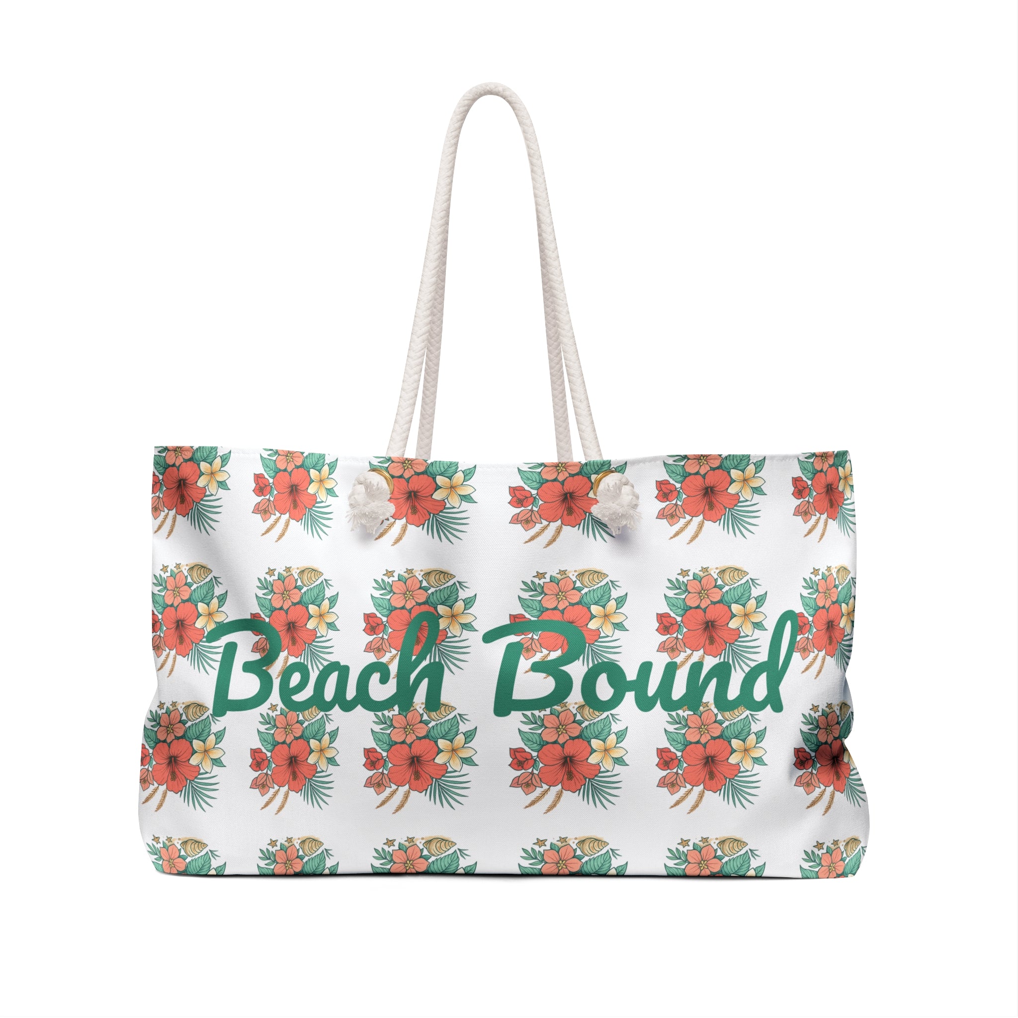 Beach Bound Weekender Bag - Floral Tropical Tote for Beach Trips & Vacations