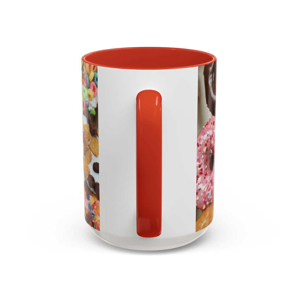 Donut Lover Accent Coffee Mug — Color Inside Rim & Handle, Photo-Print Assorted Donuts (11/15oz)