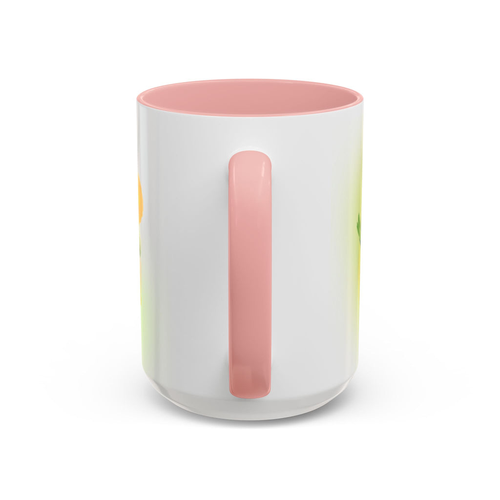 Sunlit Daisy Accent Coffee Mug — Yellow Floral 11/15oz