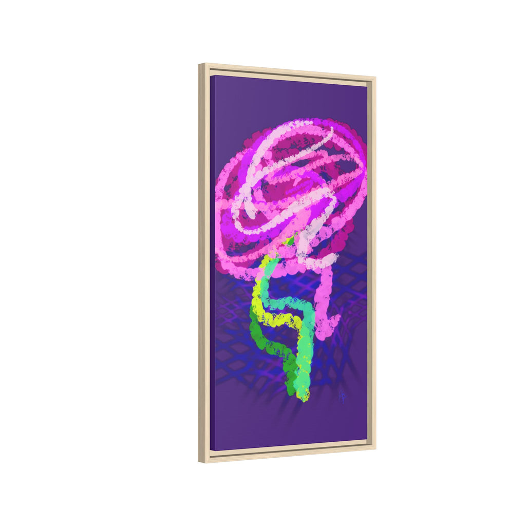 Framed Matte Canvas - Neon Rose Abstract Wall Art