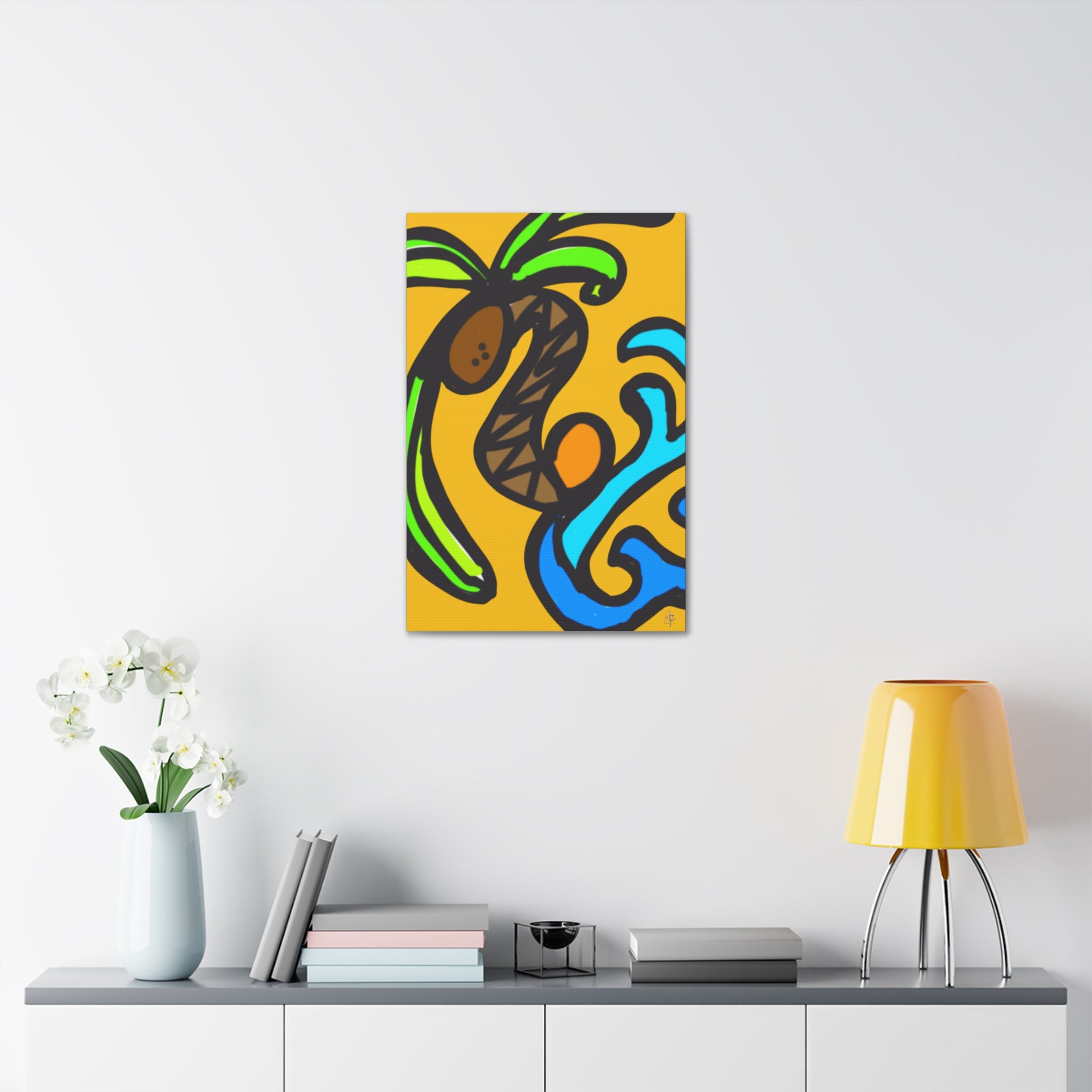 Stained Glass Beach Canvas — Whimsical Seaside Wall Art
