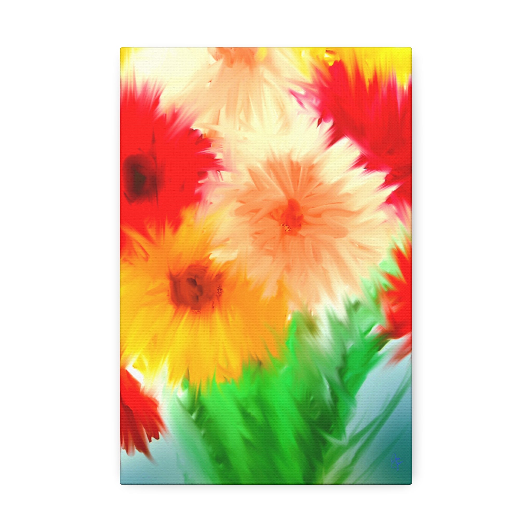 Bright Floral Abstract Canvas Wall Art — Stretched 1.5"