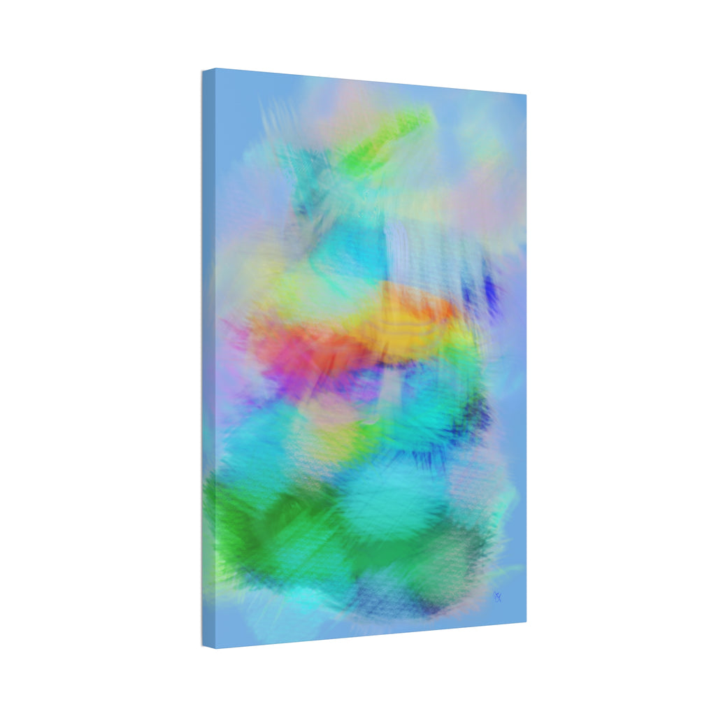 Abstract Pastel Watercolor Canvas Wall Art – Vibrant Rainbow Clouds Stretched Canvas